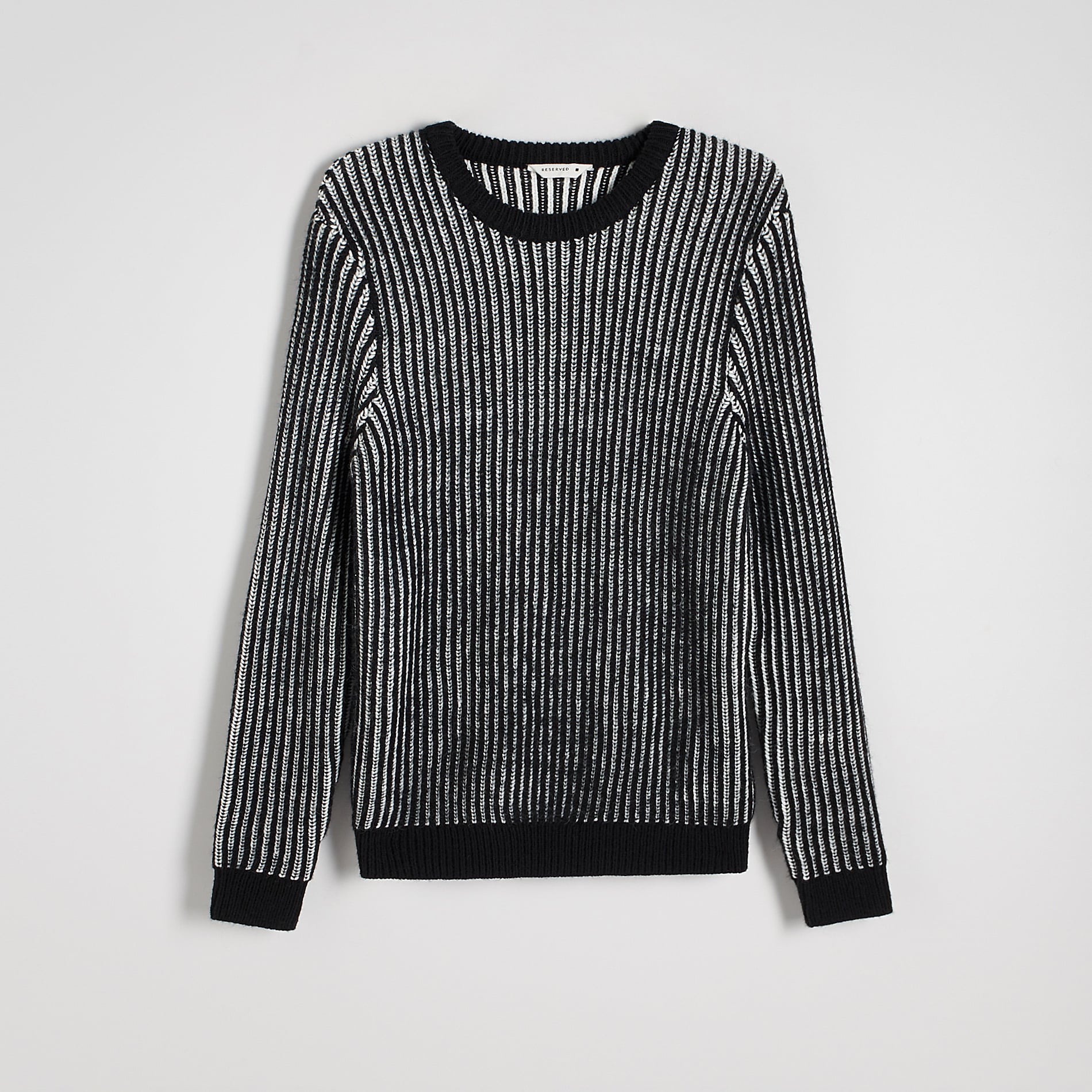 Reserved - Pulover din tricot în dungi - Negru