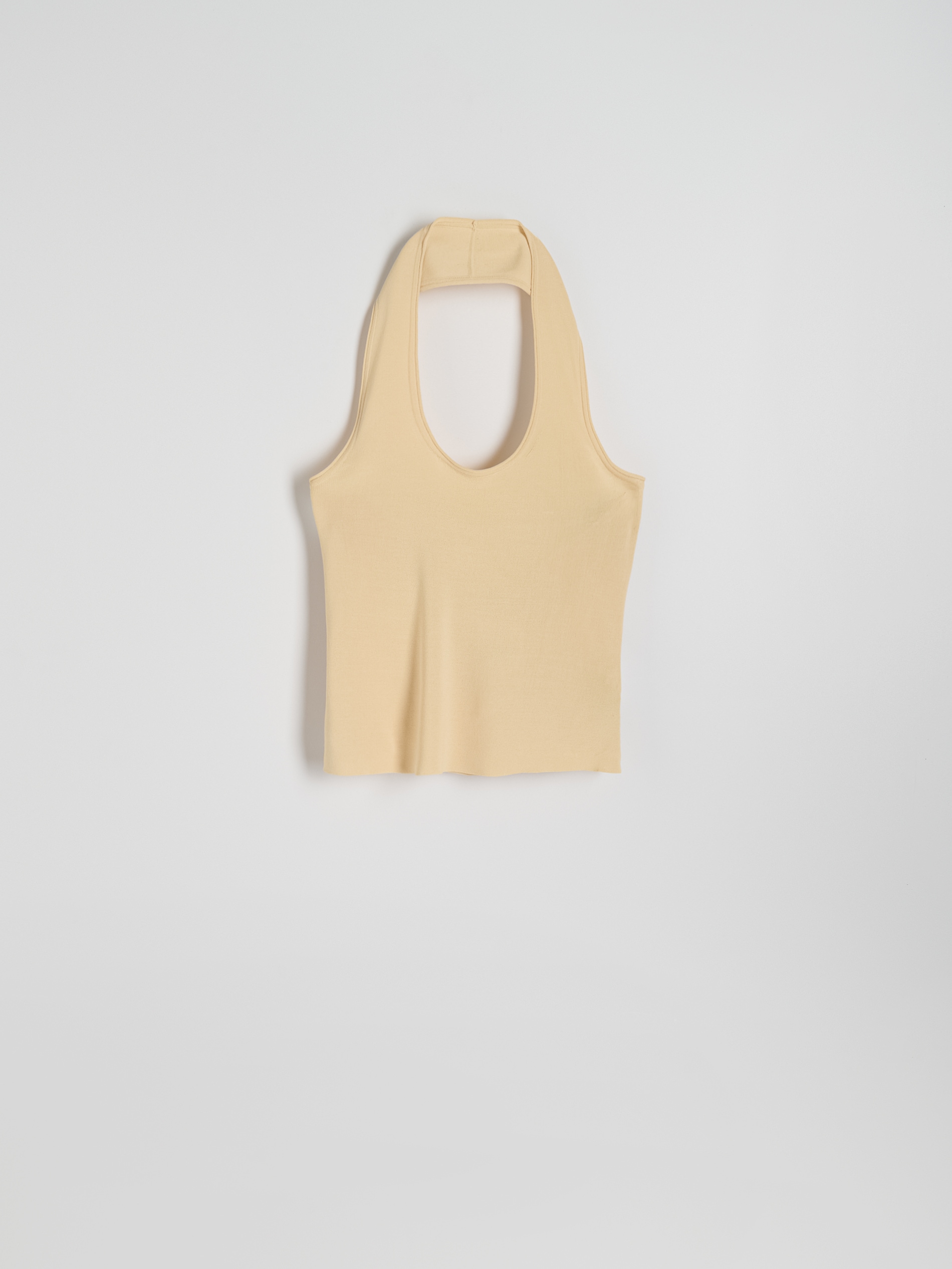 Reserved - Top z dekoltem halter - beżowy