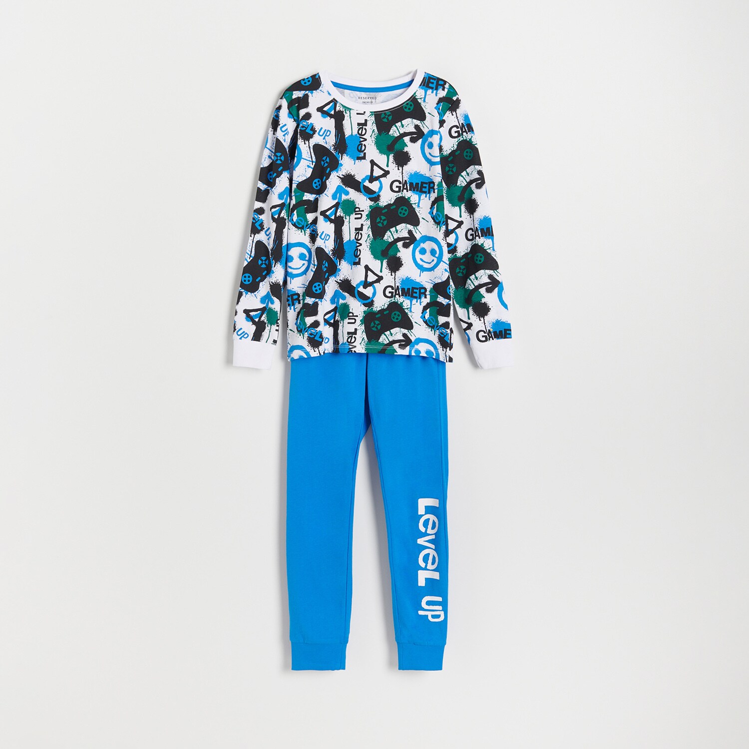 Reserved – Pijamale cu imprimeu – Albastru Albastru imagine noua 2022