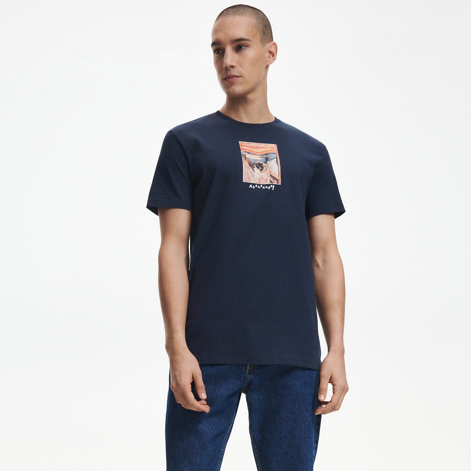Reserved – Tricou regular cu imprimeu – Bleumarin bleumarin imagine noua 2022