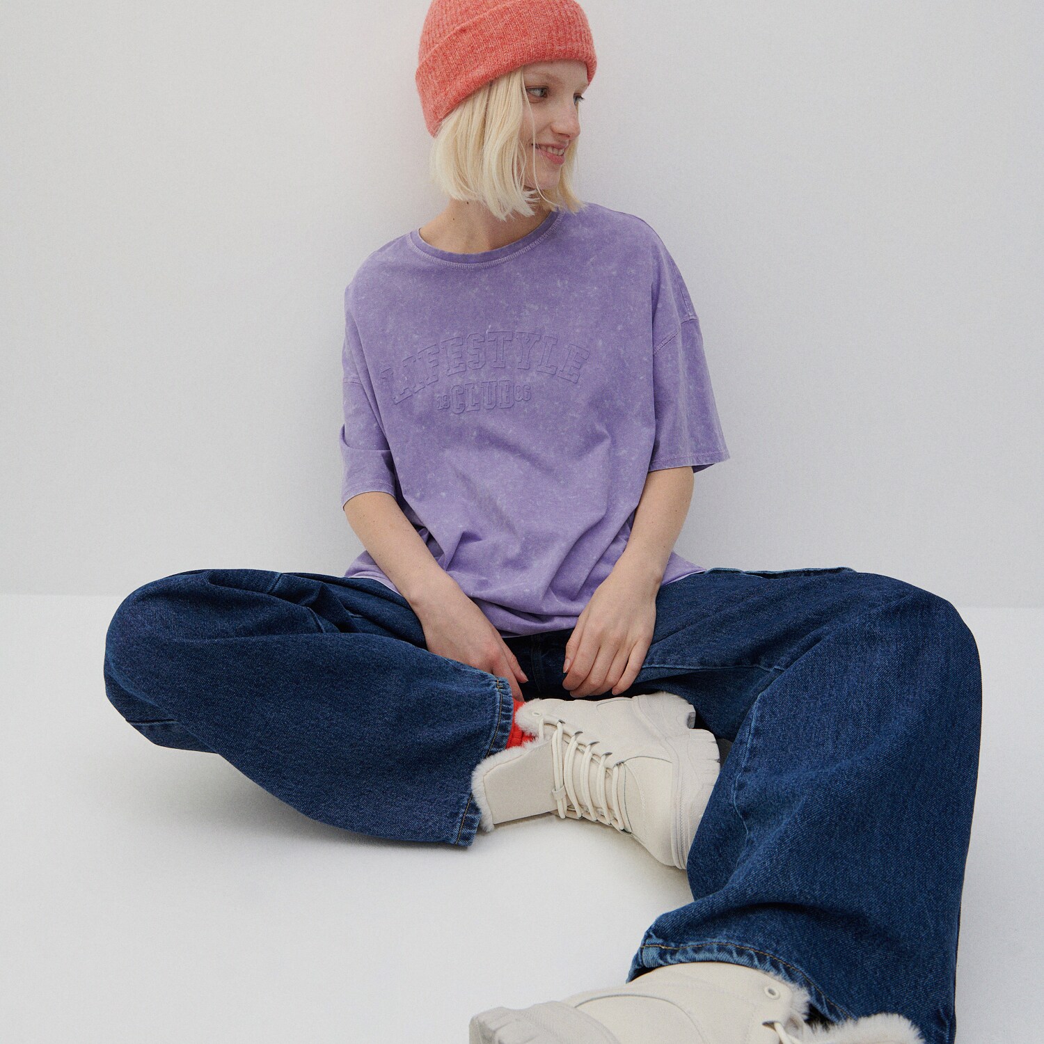 Reserved – Tricou cu efect de prespălare – Violet clothes imagine noua 2022