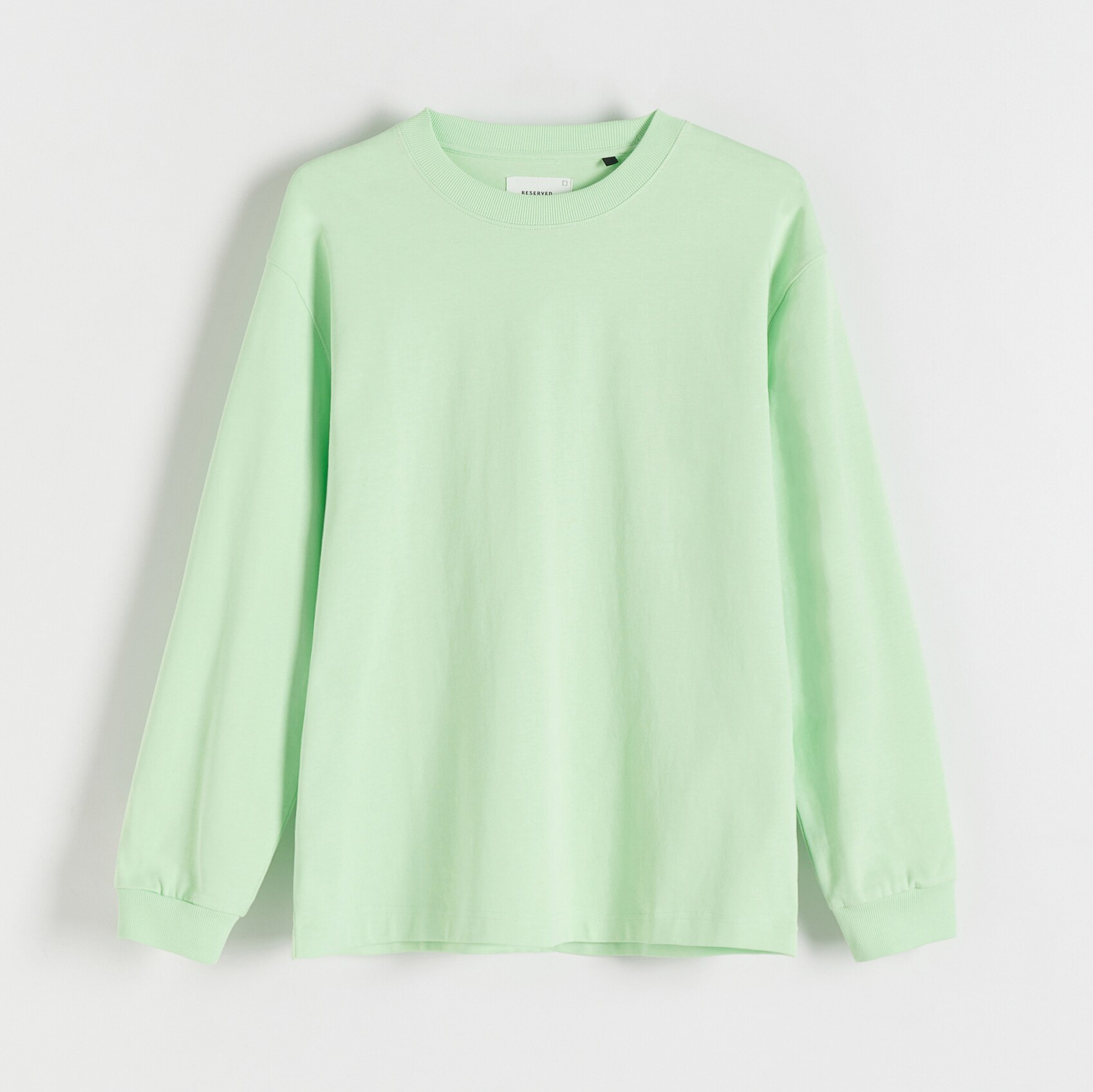 Levně Reserved - Tričko střihu regular s dlouhými rukávy - Zelená