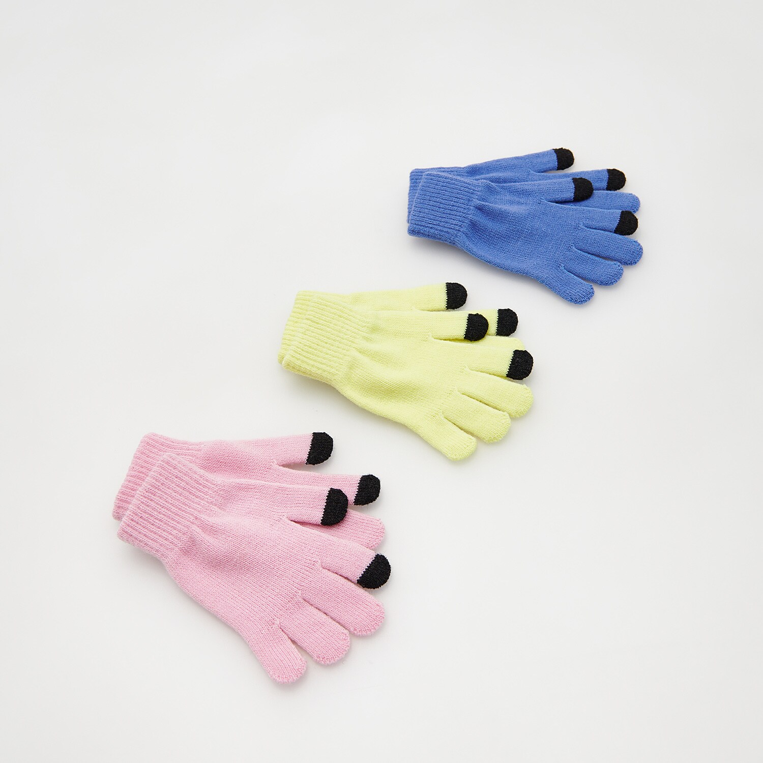 Reserved – Set de 3 perechi de mănuși colorate – Albastru Albastru imagine noua 2022