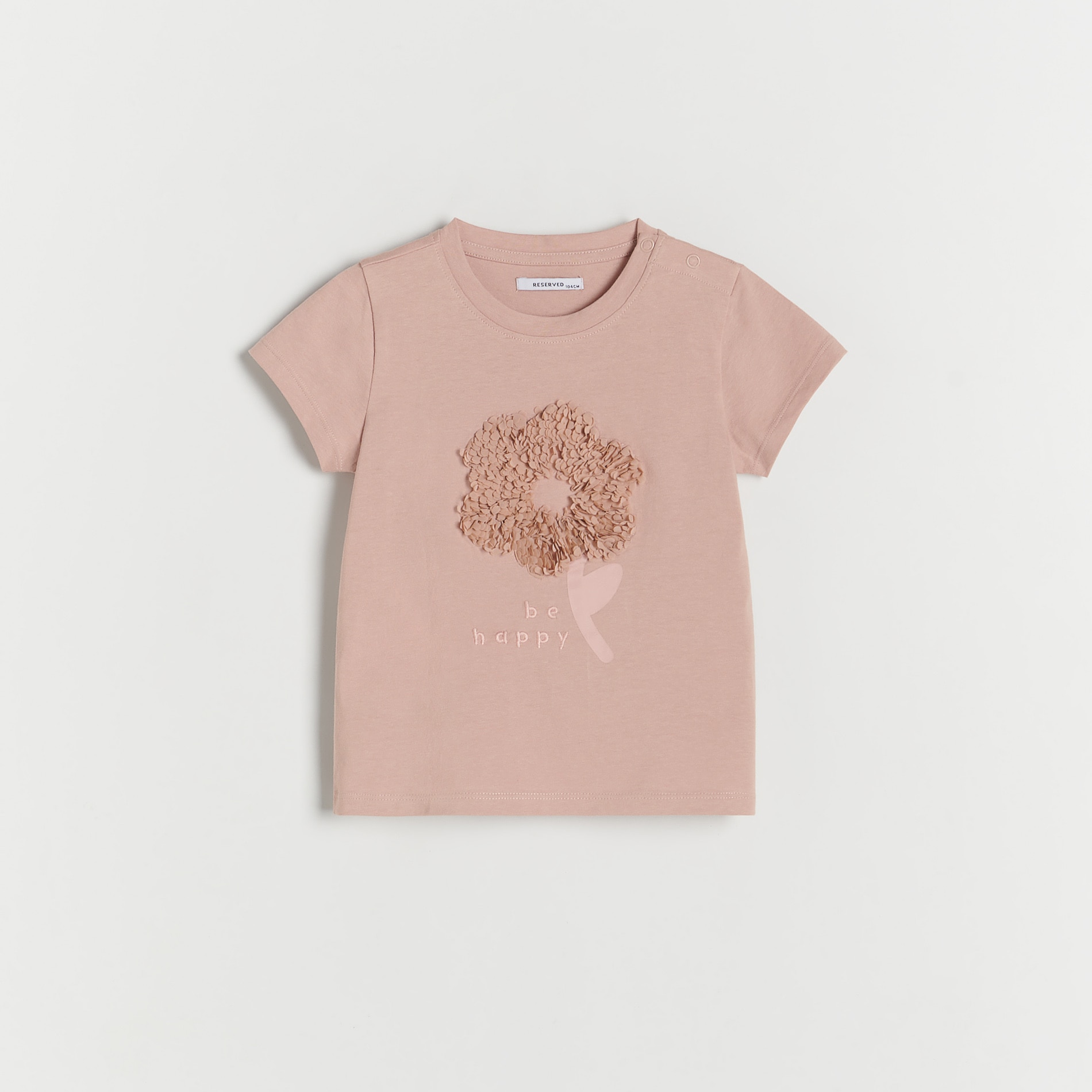 Levně Reserved - Bavlněné tričko s aplikací - Růžová
