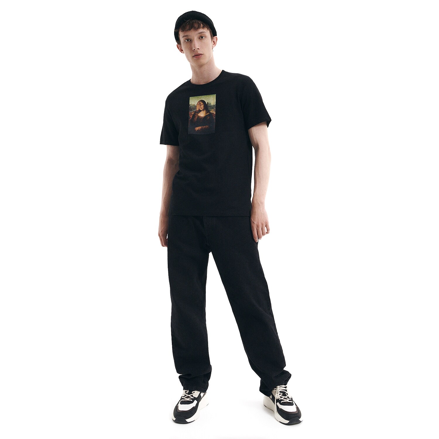Reserved – Tricou regular cu imprimeu – Negru clothes imagine noua 2022