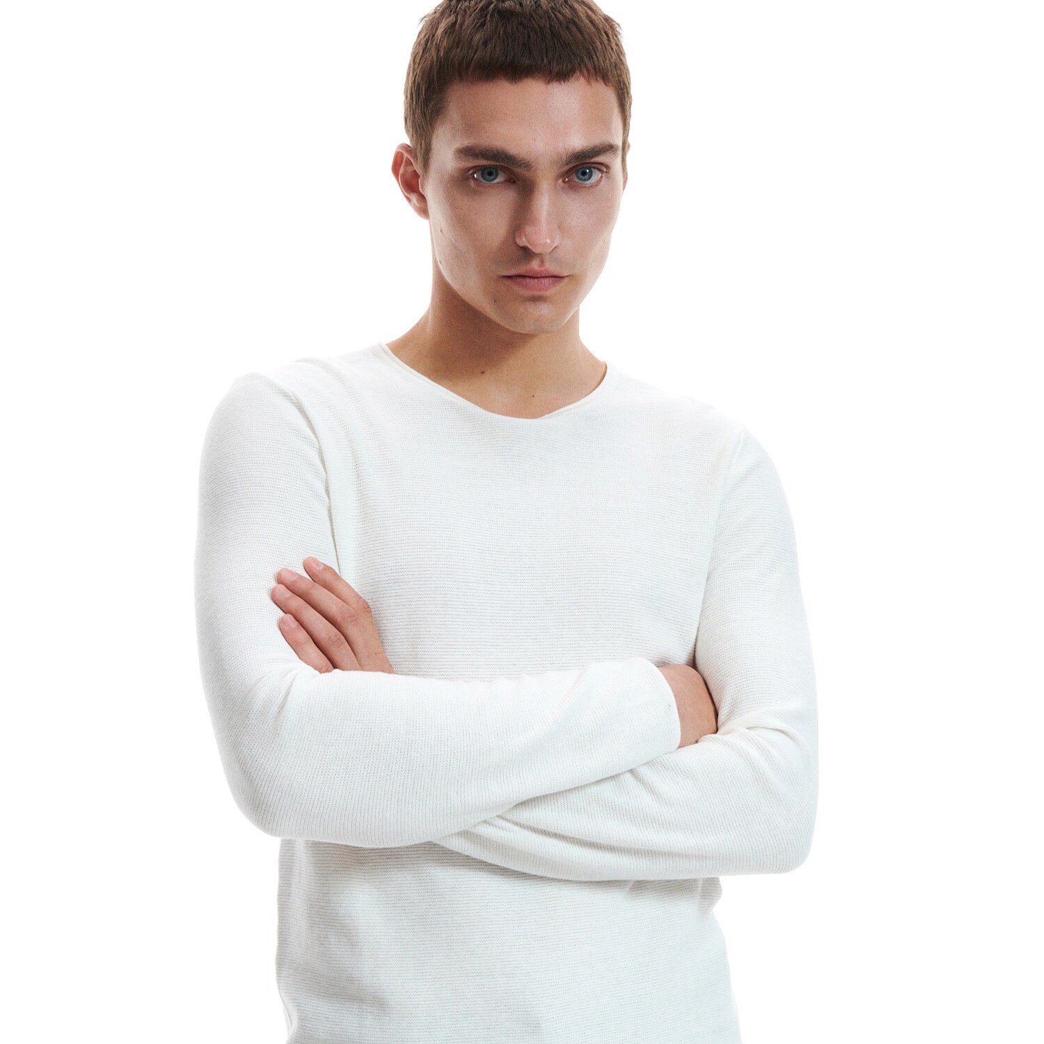Reserved – Pulover mulat din tricot striat – Ivory clothes imagine noua 2022