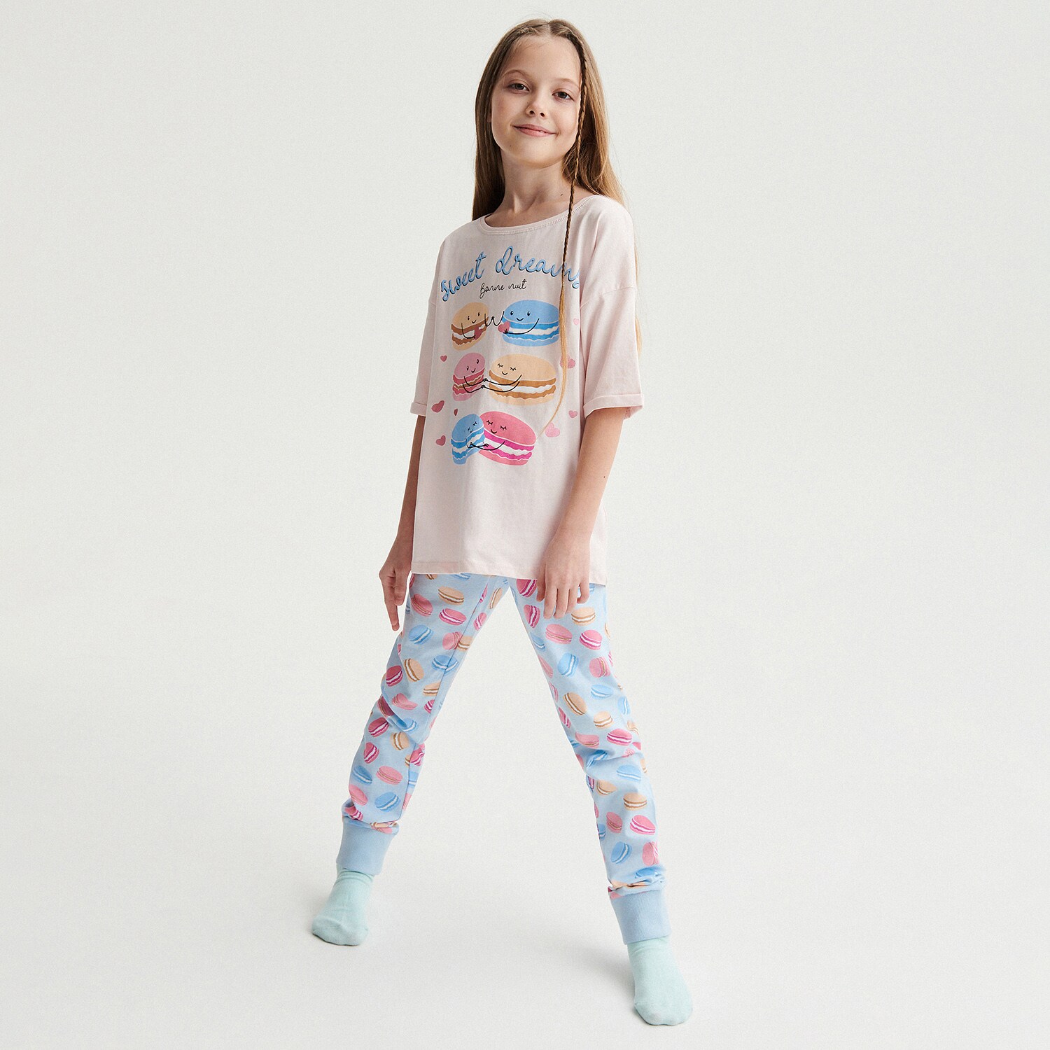 Reserved – Pijama din două piese, cu conținut ridicat de bumbac – Roz baby imagine noua 2022