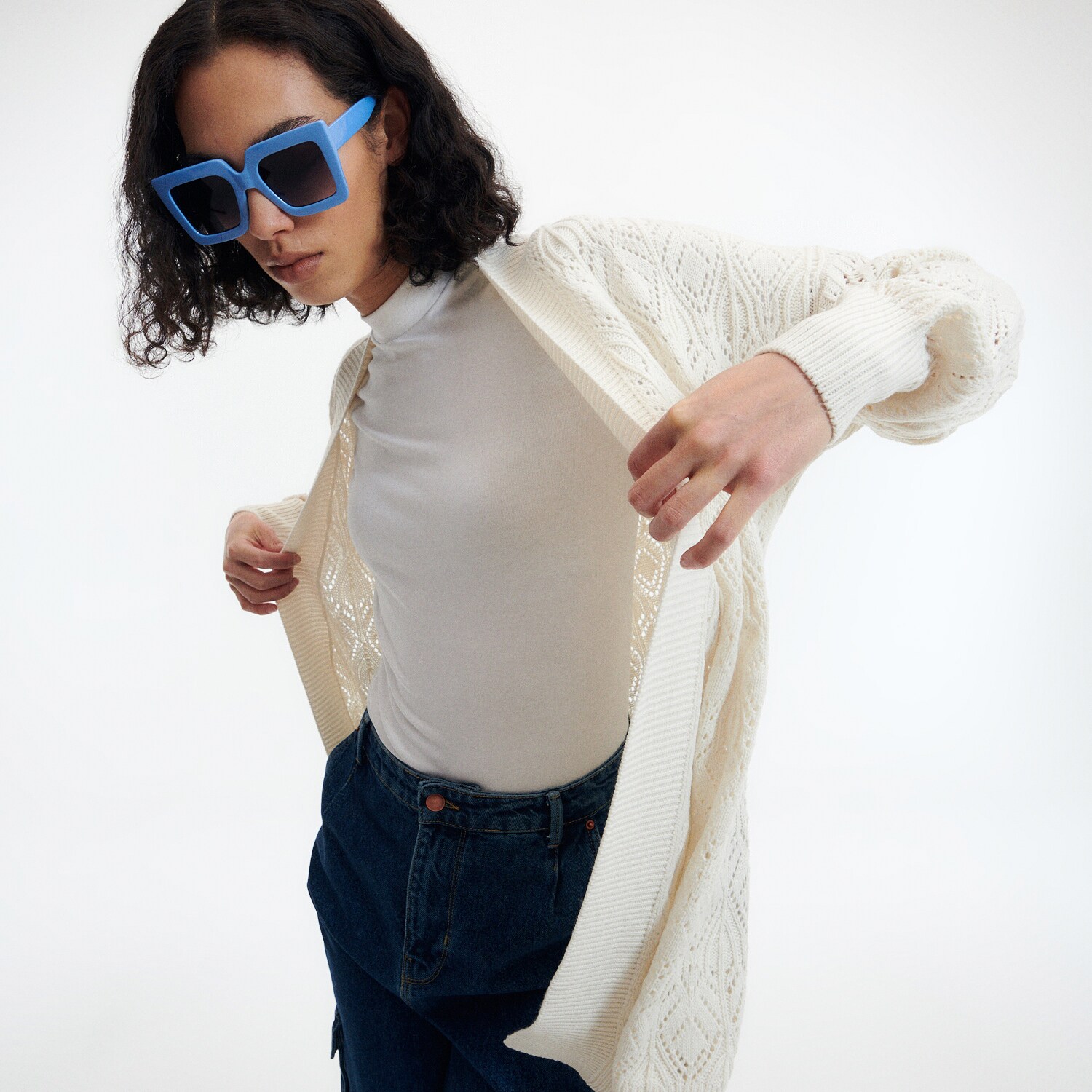 Reserved – Cardigan din tricot ajurat – Ivory ajurat imagine noua 2022
