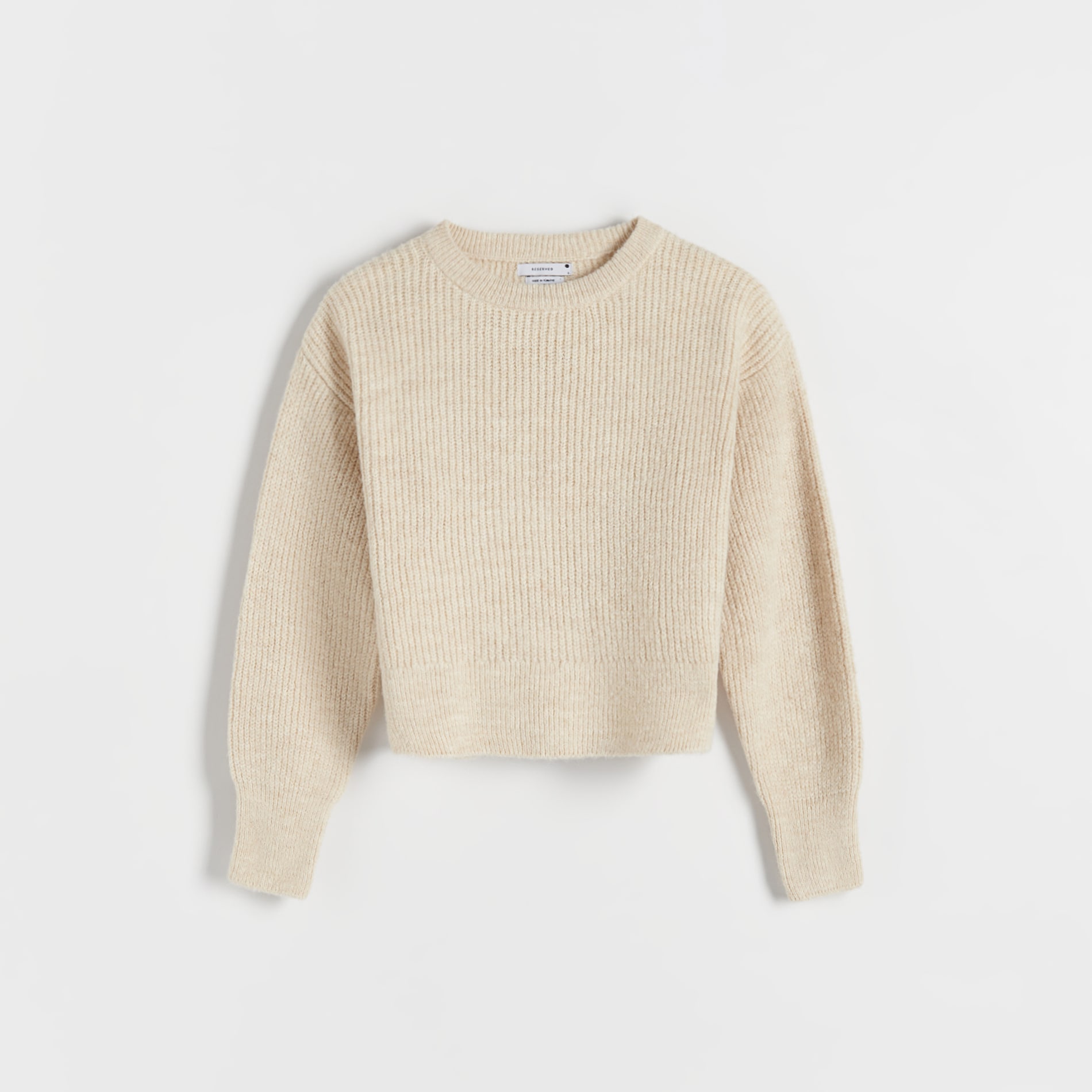 E-shop Reserved - Prúžkovaný pletený sveter - Béžová