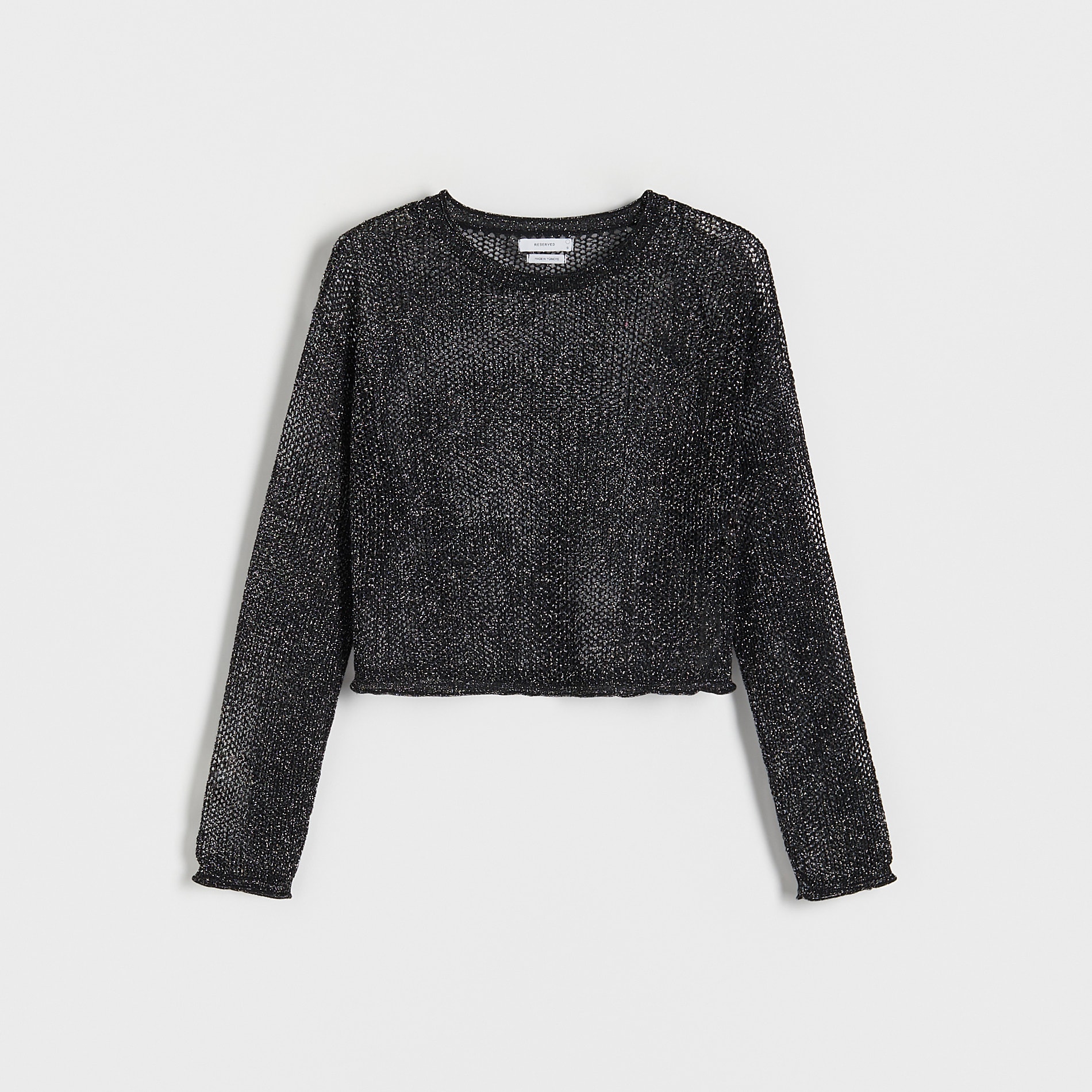 E-shop Reserved - Metalický úpletový sveter - Čierna