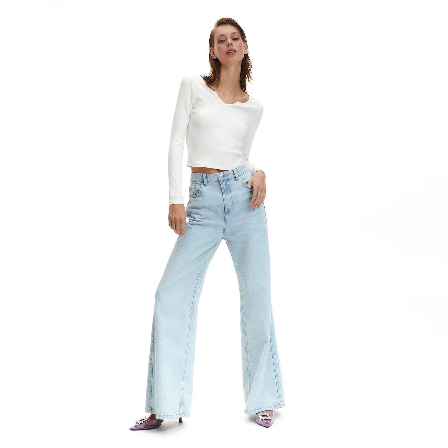 Reserved – Bluză din tricot reiat – Ivory Bluza imagine noua 2022
