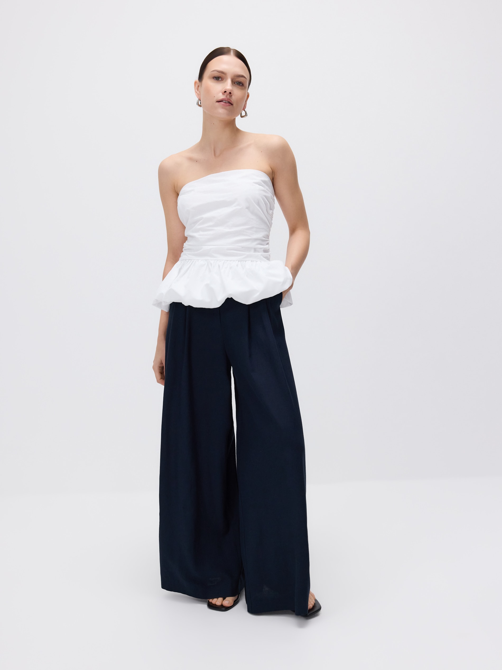 Pantaloni wide leg - bleumarin - RESERVED - original2