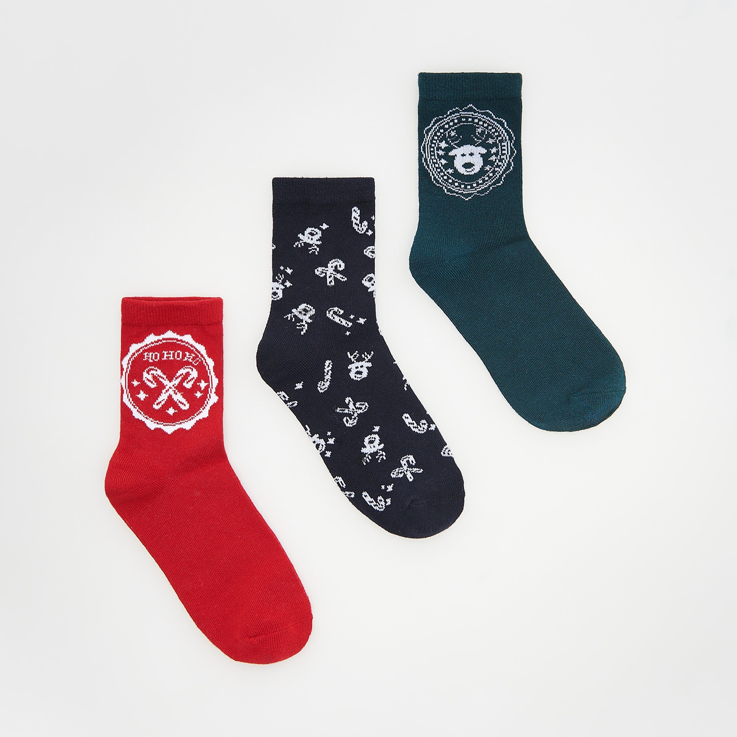 E-shop Reserved - Súprava 3 párov vianočných ponožiek - Zelená