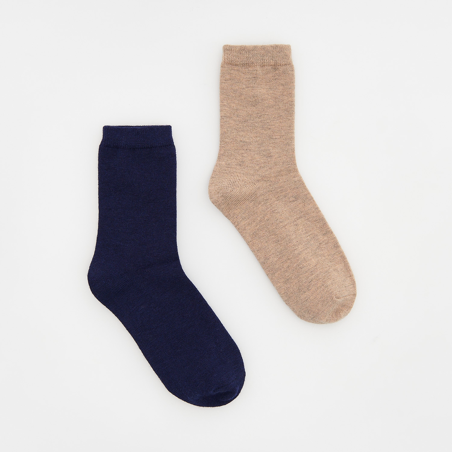 Levně Reserved - Sada 2 párů ponožek s vysokým podílem bavlny - Béžová
