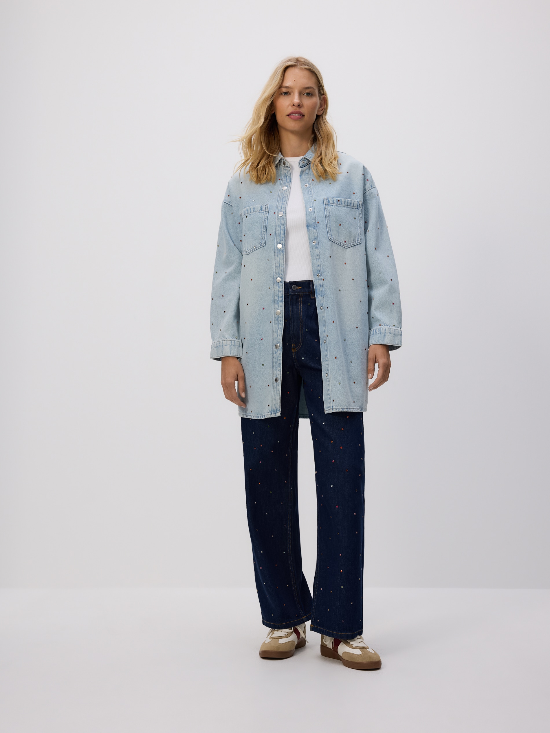Reserved - Vestito jeans con applicazioni - blu