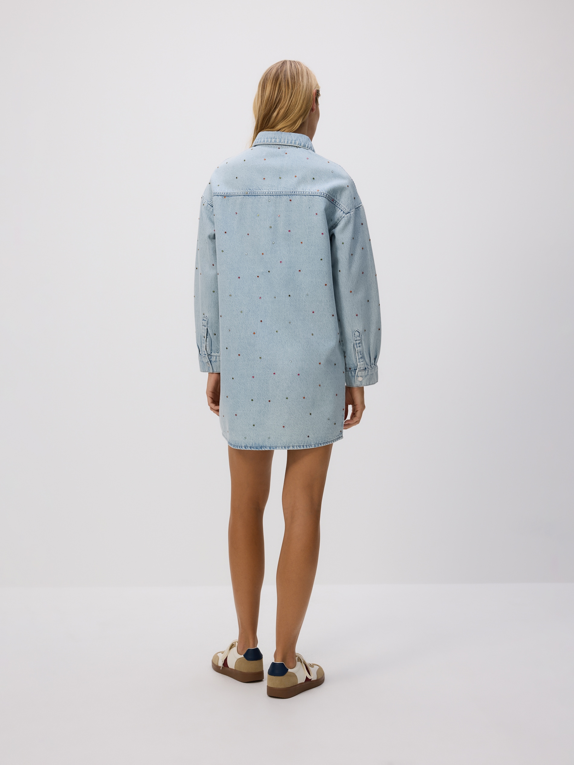 Reserved - Vestito jeans con applicazioni - blu