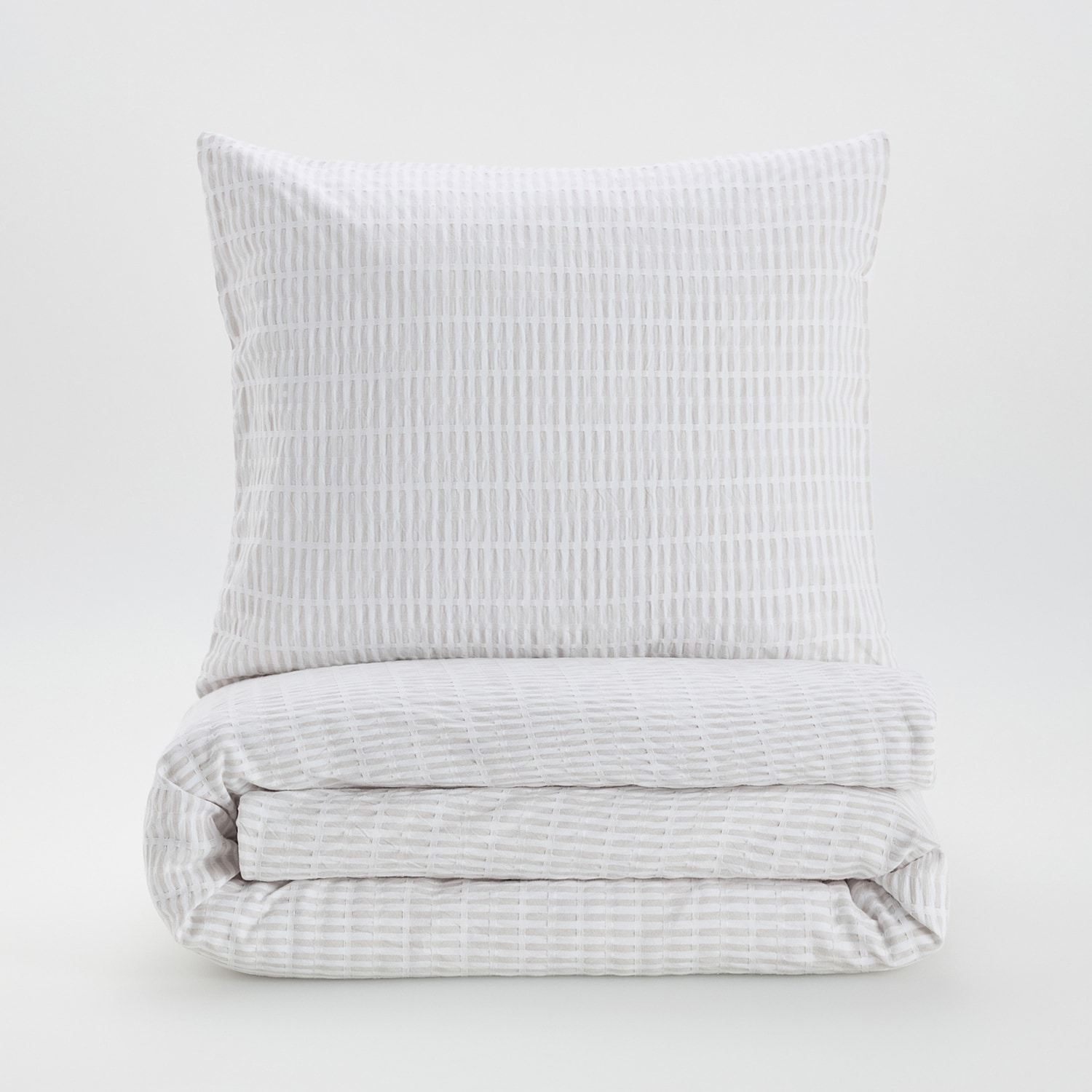 E-shop Reserved - Bavlnená posteľná súprava so žakárovými pásikmi - Krémová