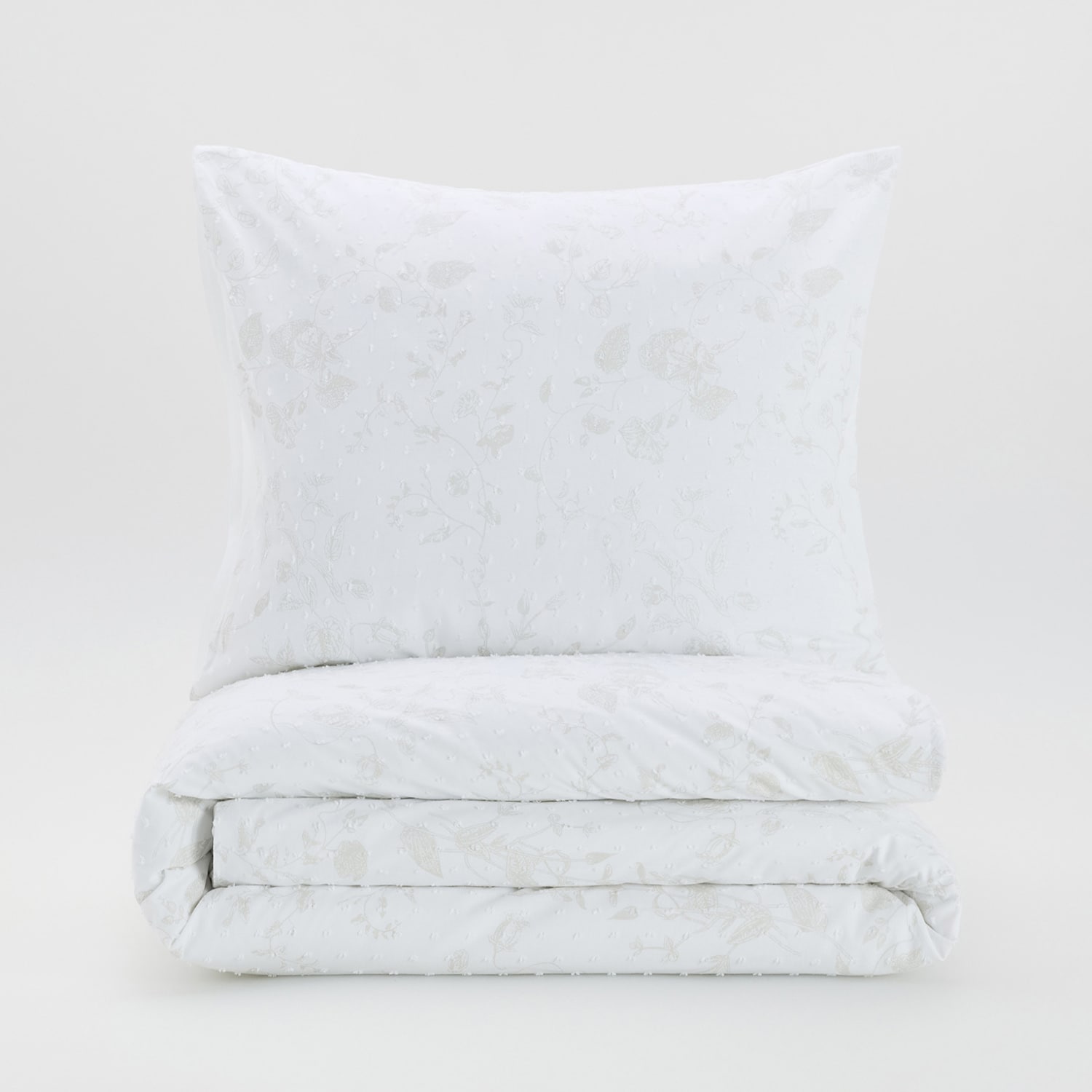 E-shop Reserved - Bavlnená posteľná súprava s potlačou - Biela