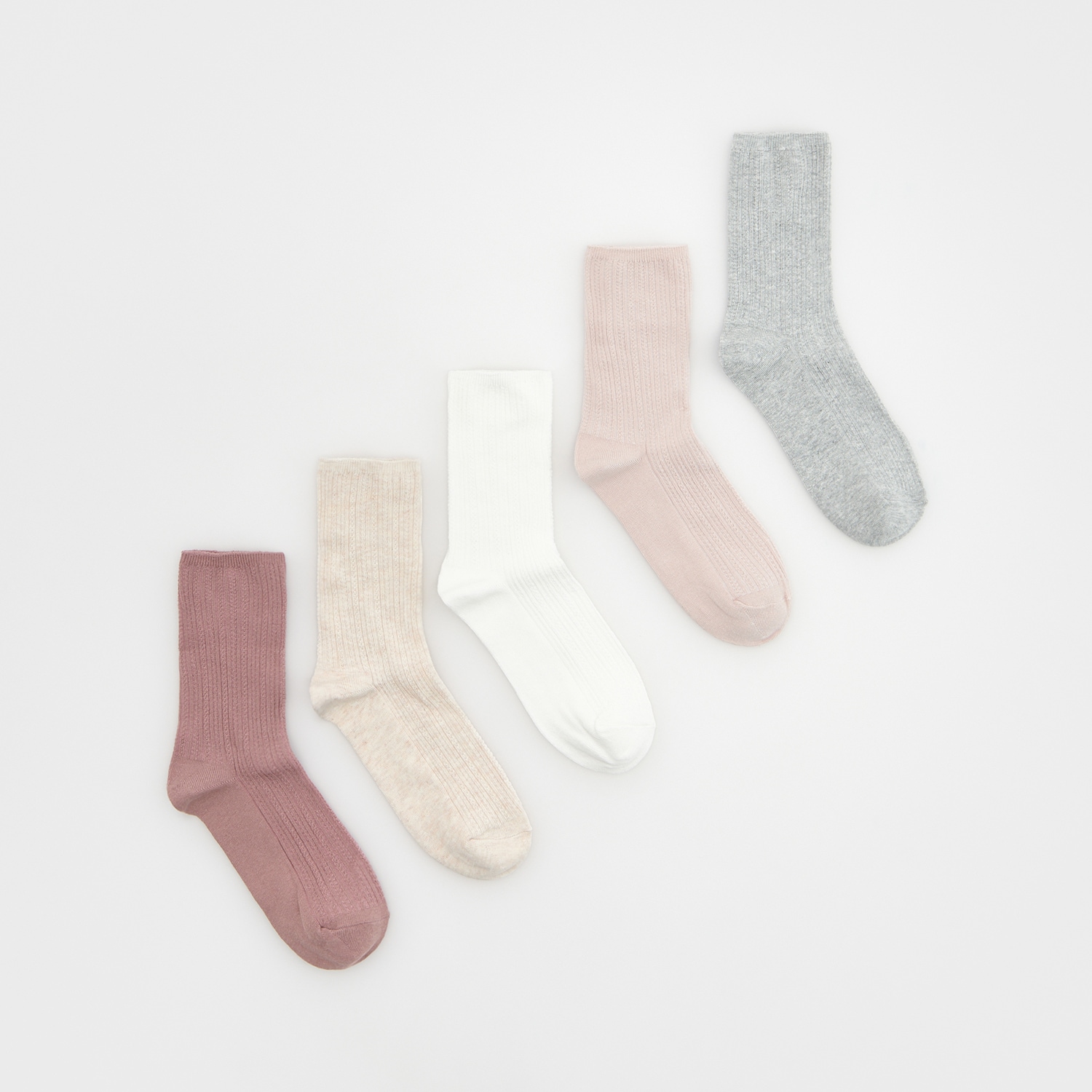 E-shop Reserved - Súprava 5 párov ponožiek - Krémová