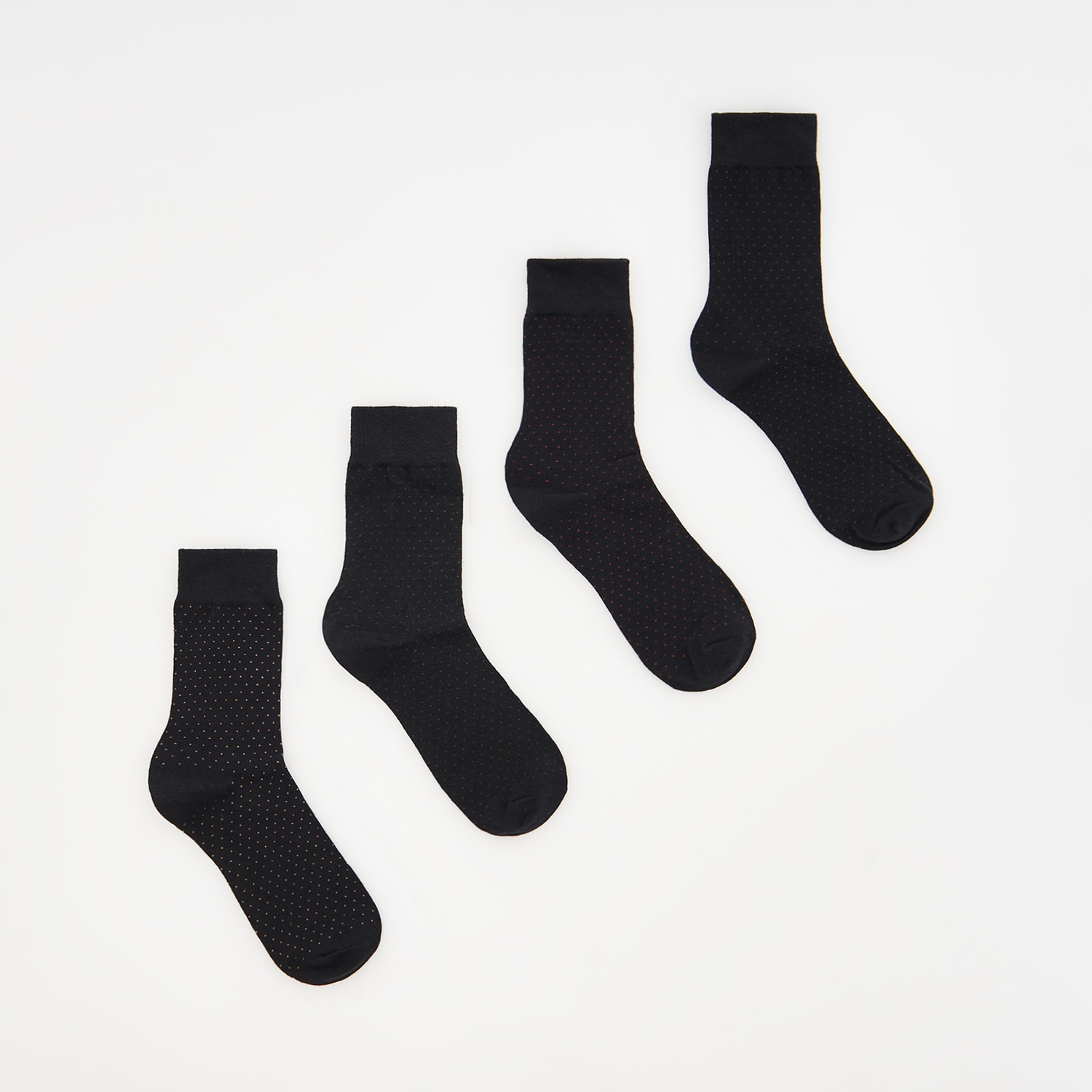 Reserved - Set de 4 perechi de șosete cu buline - Negru