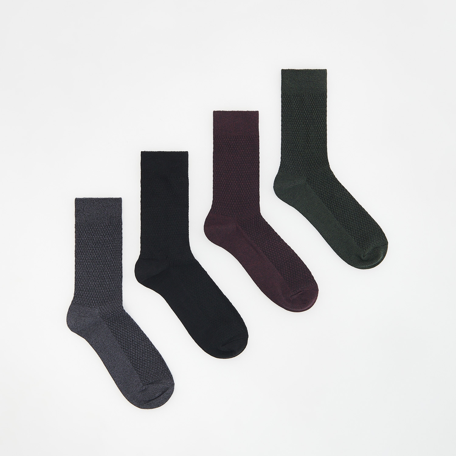 Reserved - Set de 4 perechi de șosete din tricot cu textură gofrată - Gri