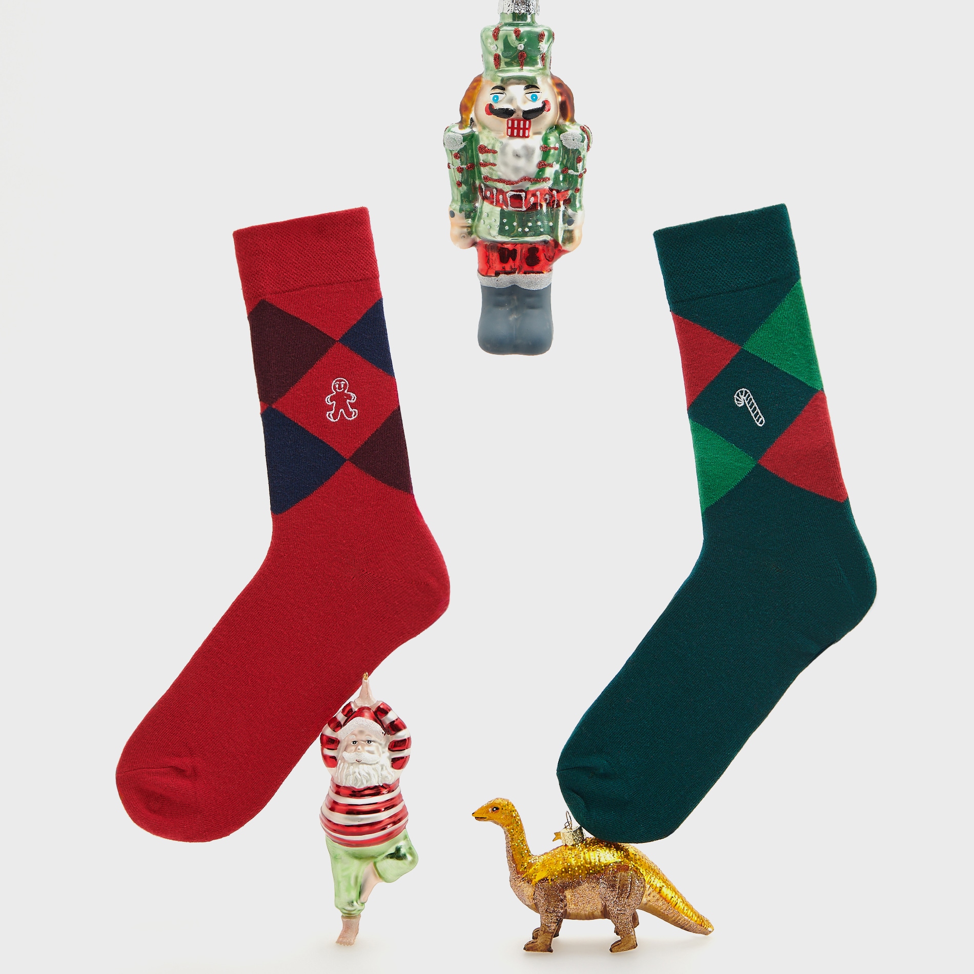 E-shop Reserved - Súprava 2 párov vzorovaných ponožiek - Khaki