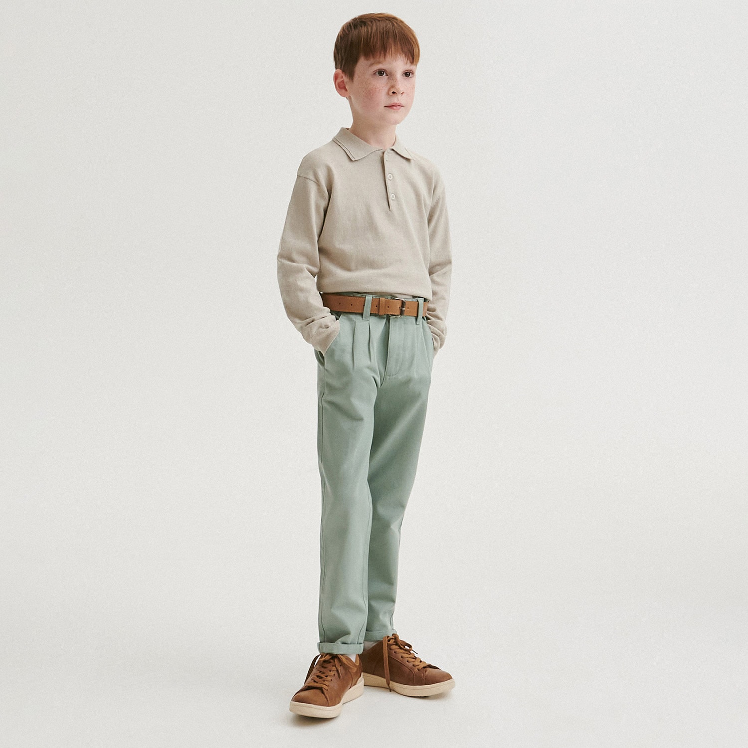 Reserved - Boys` trousers & belt - Verde