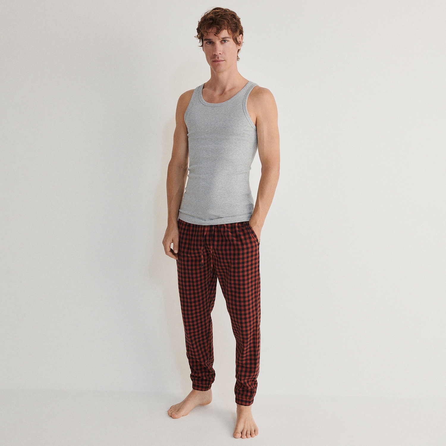 E-shop Reserved - Bavlnené pyžamové nohavice - Oranžová