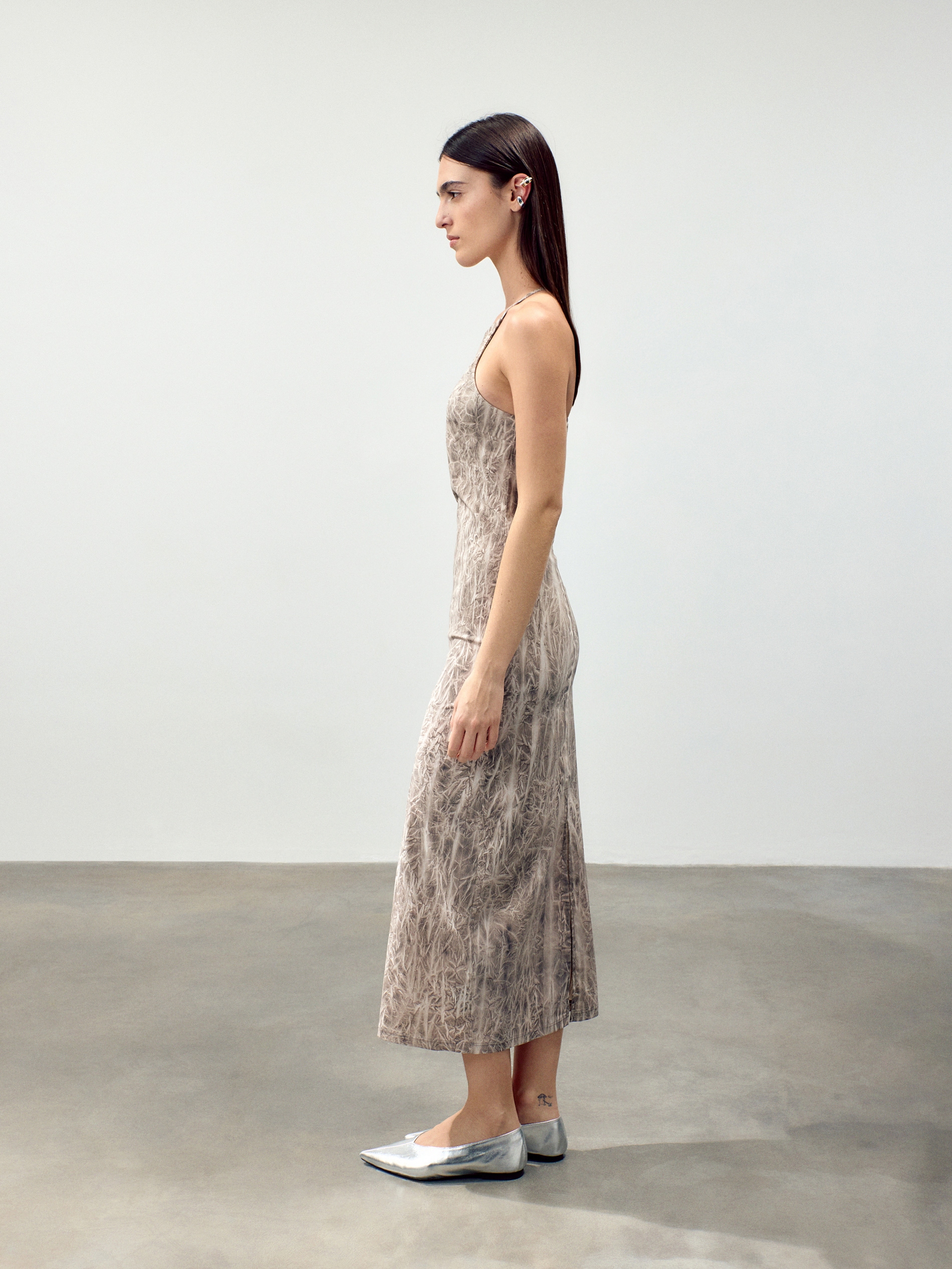 Reserved - Vestido tie-dye - beige