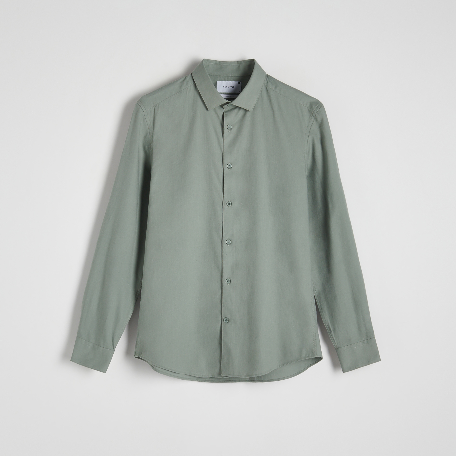 Levně Reserved - Košile regular fit s vysokým podílem bavlny - Khaki