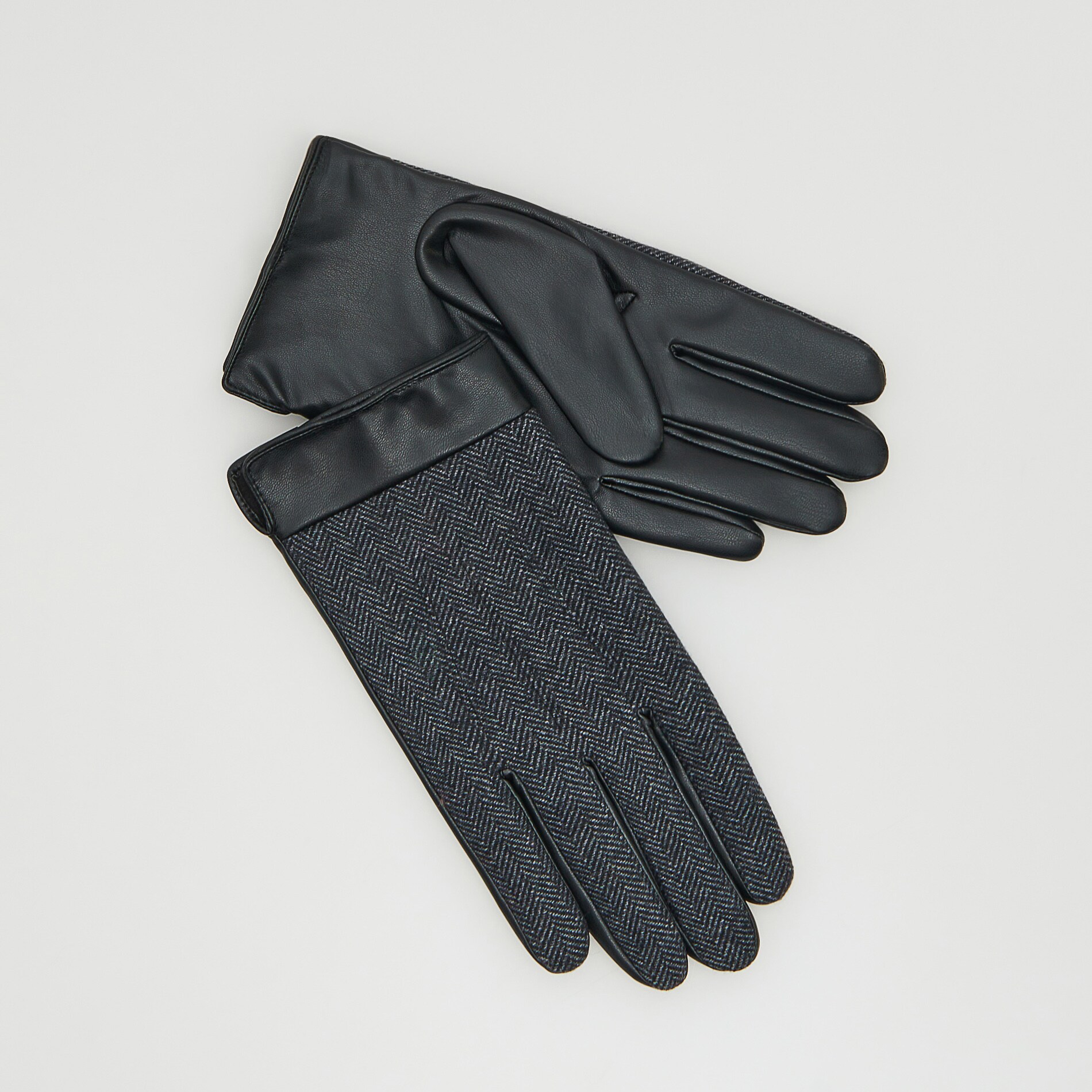 Reserved – Mănuși din materiale combinate – Negru accessories imagine noua 2022