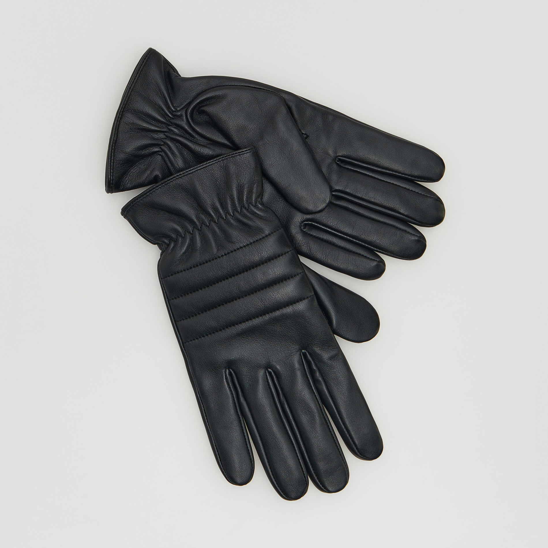 Reserved – Mănuși din piele cu fronseu – Negru accessories imagine noua 2022