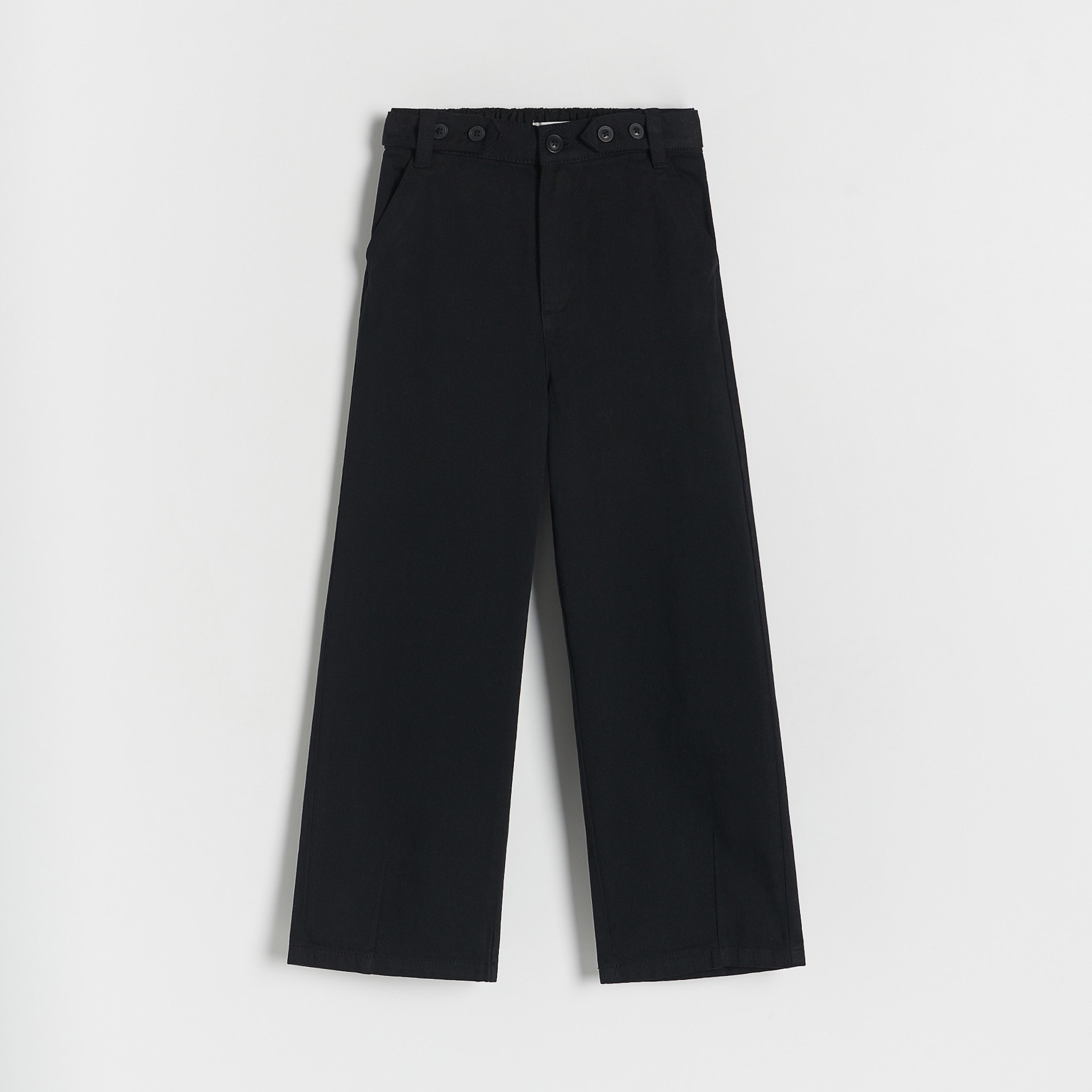 Levně Reserved - Bavlněné kalhoty s knoflíky - Černý
