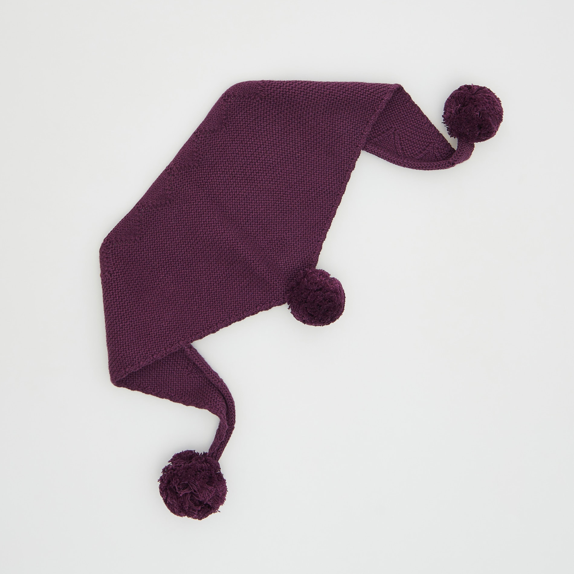 Reserved – Fular triunghiular din jerseu cu pampoane – Violet accessories imagine noua 2022