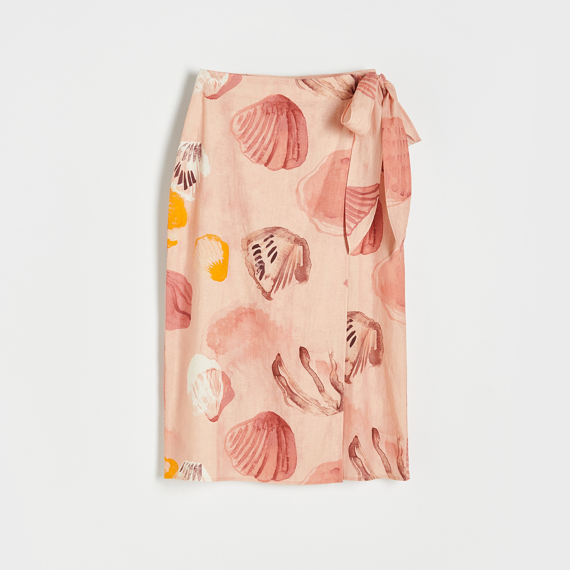 Levně Reserved - Midi sukně s příměsí lnu - Vícebarevná