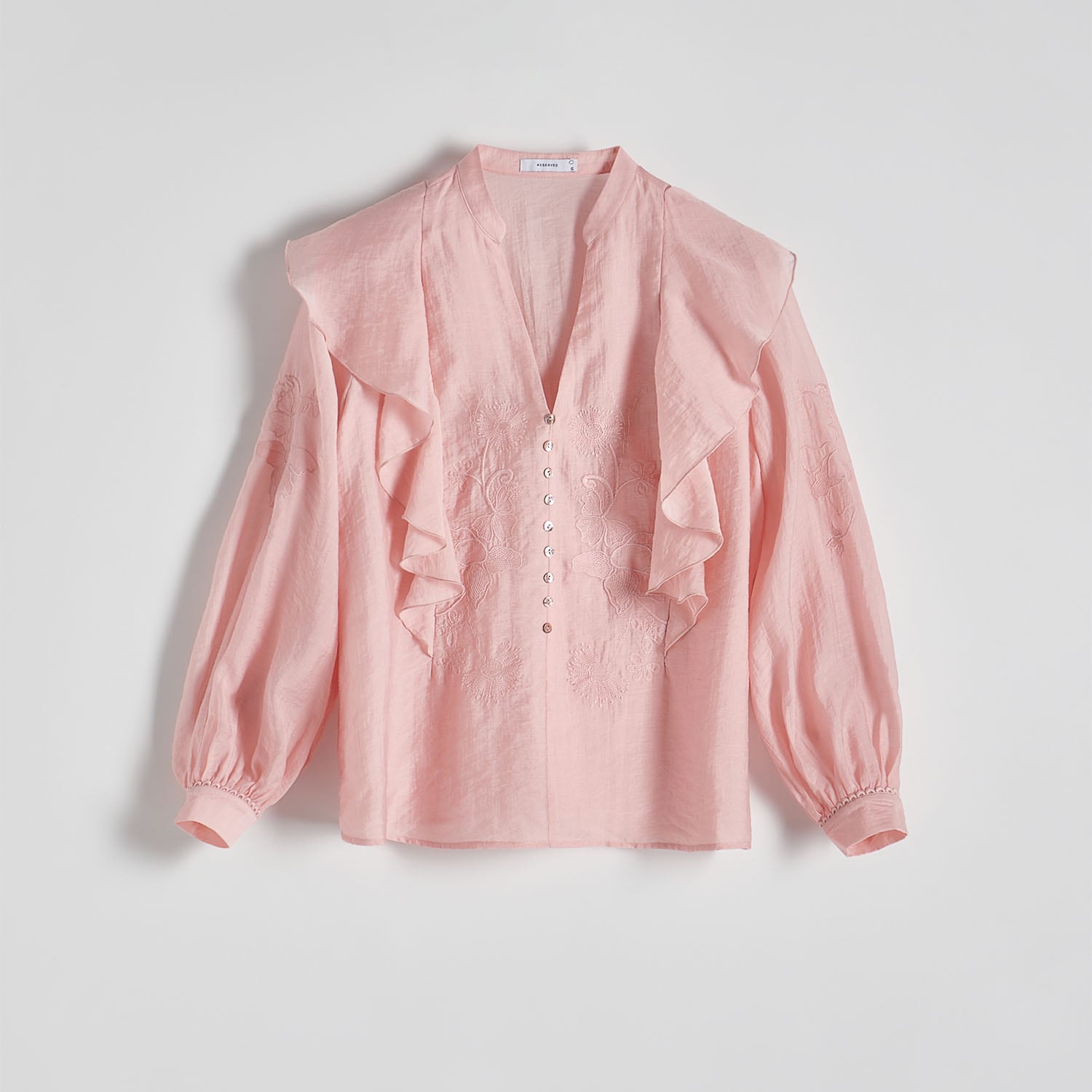 Reserved - Bluză cu broderie decorativă - Roz