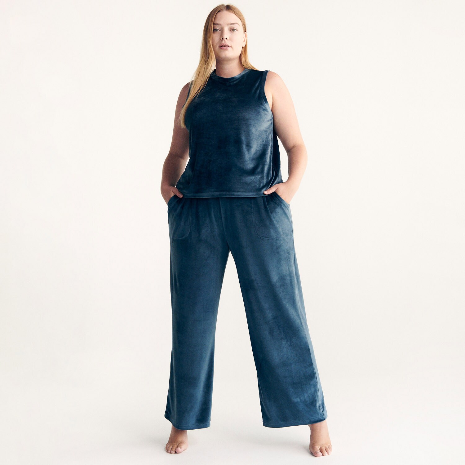 Reserved – Set pijama din jerseu – Albastru Albastru imagine noua gjx.ro