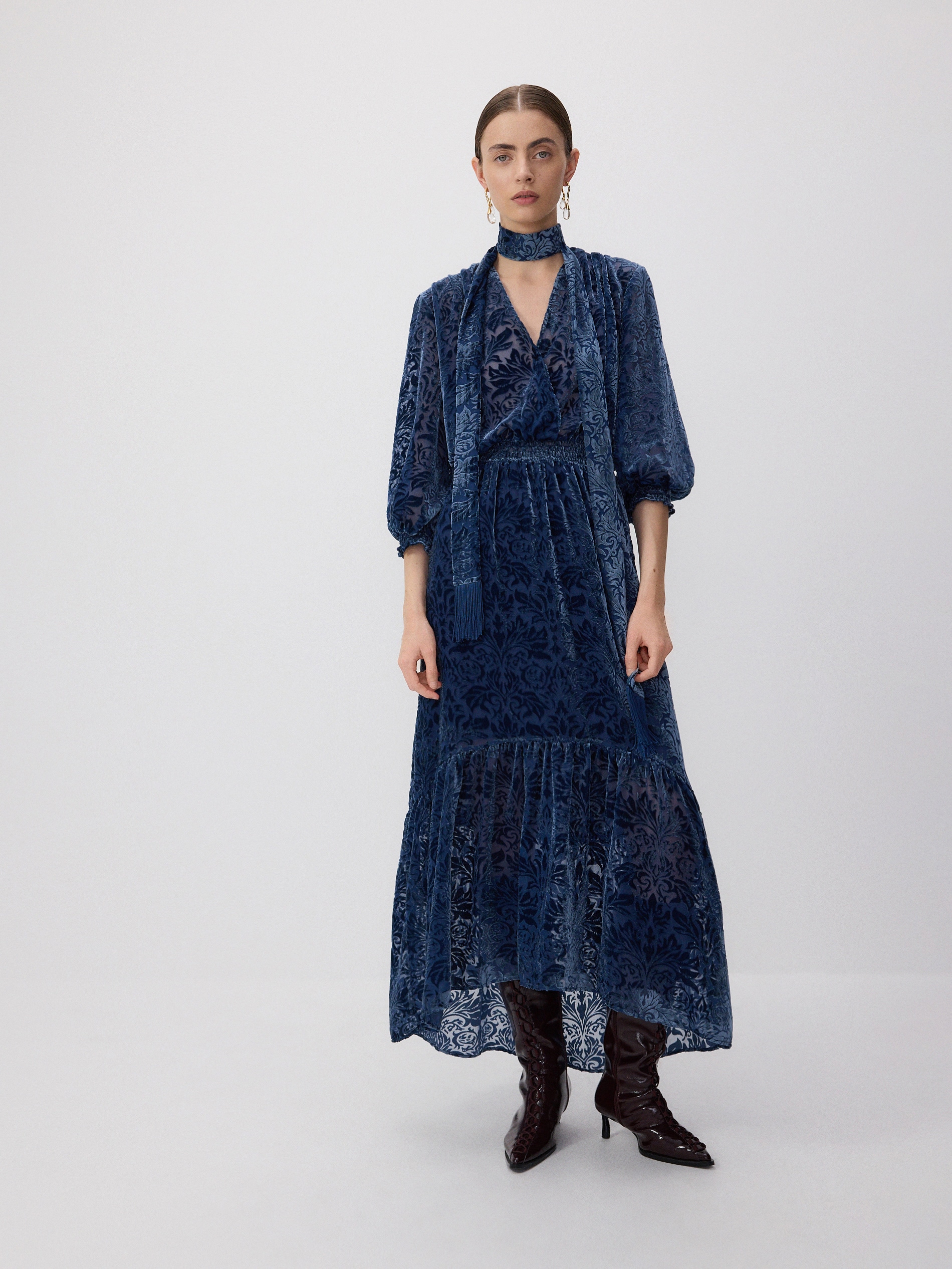 Reserved - LADIES` DRESS - grey blue