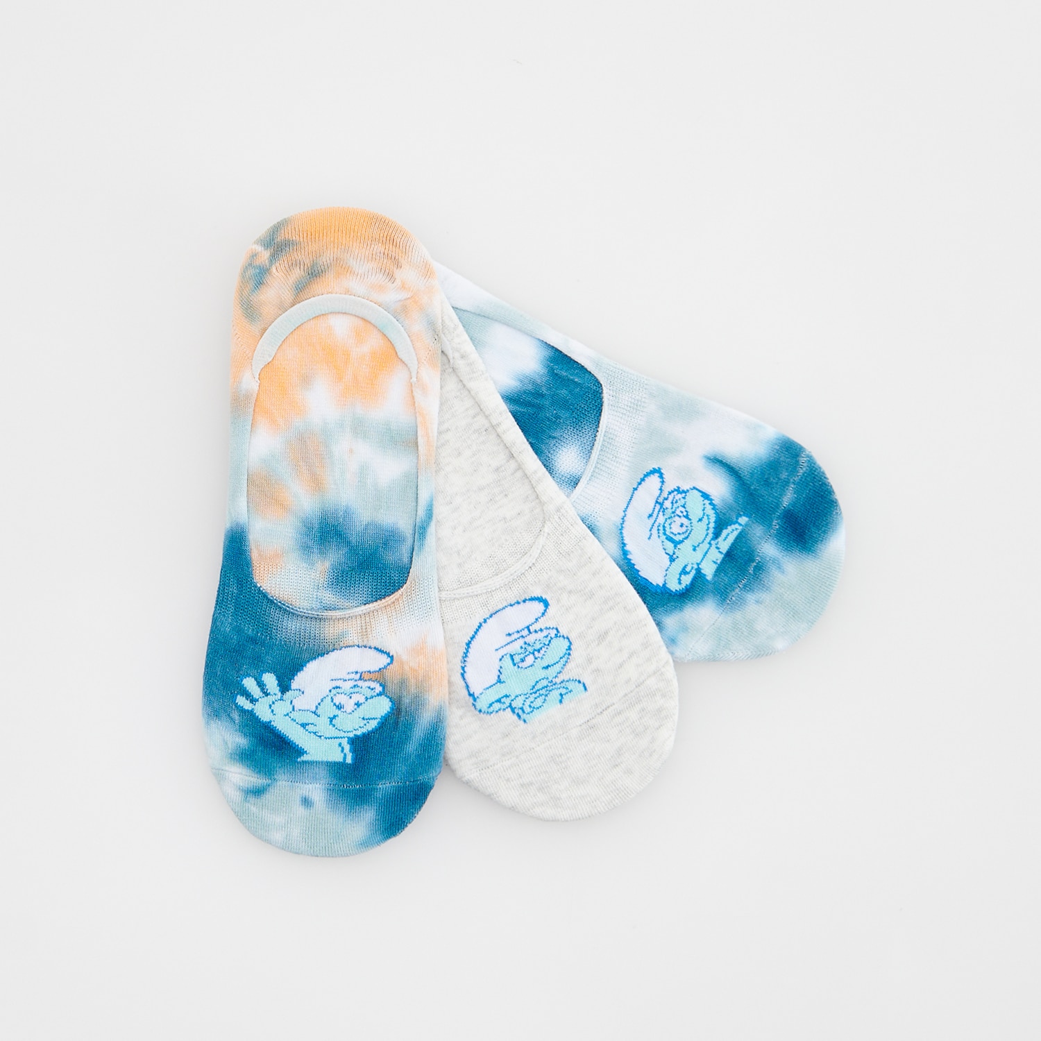 E-shop Reserved - Súprava 3 párov neviditeľných ponožiek The Smurfs - Modrá