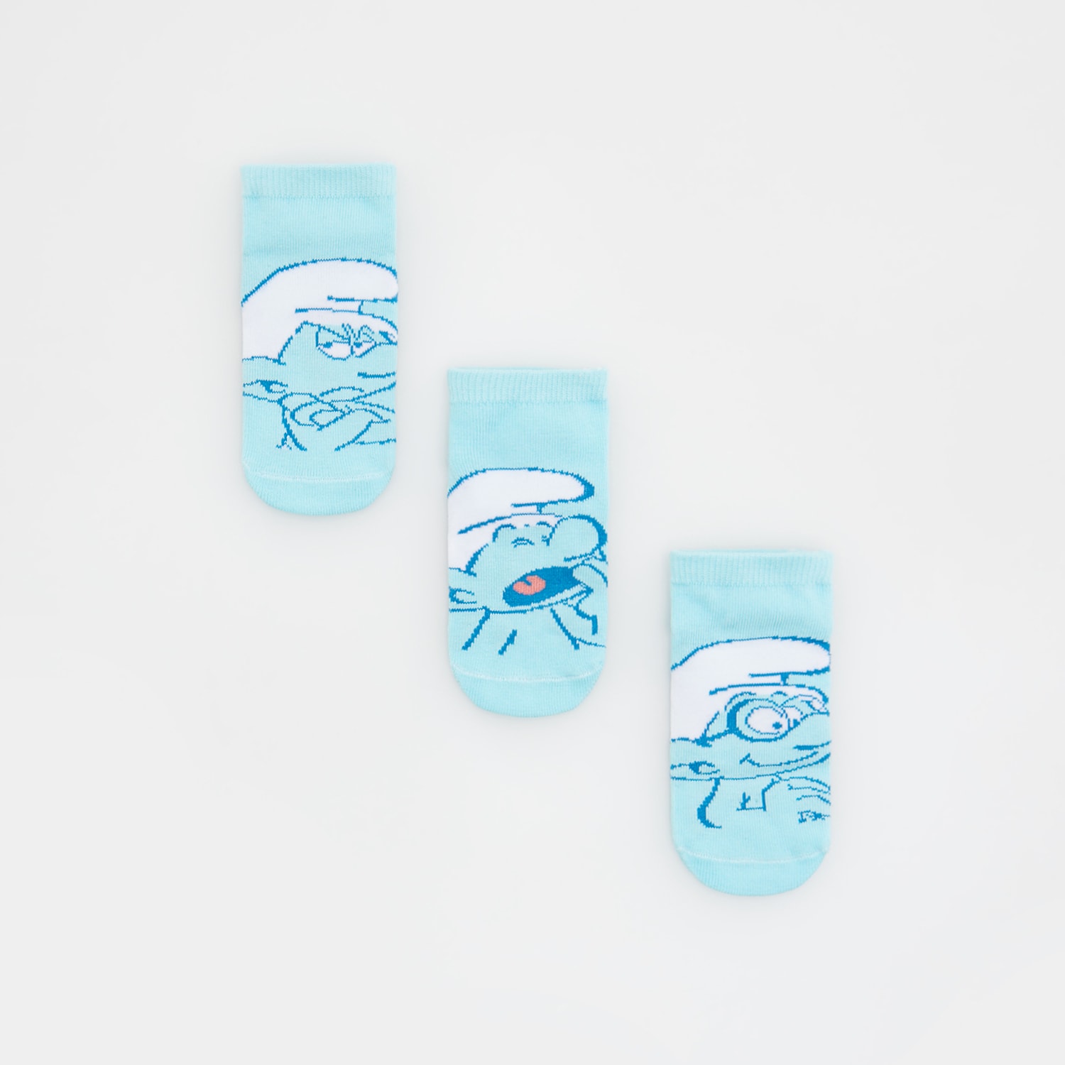 E-shop Reserved - Súprava 3 párov ponožiek The Smurfs - Modrá