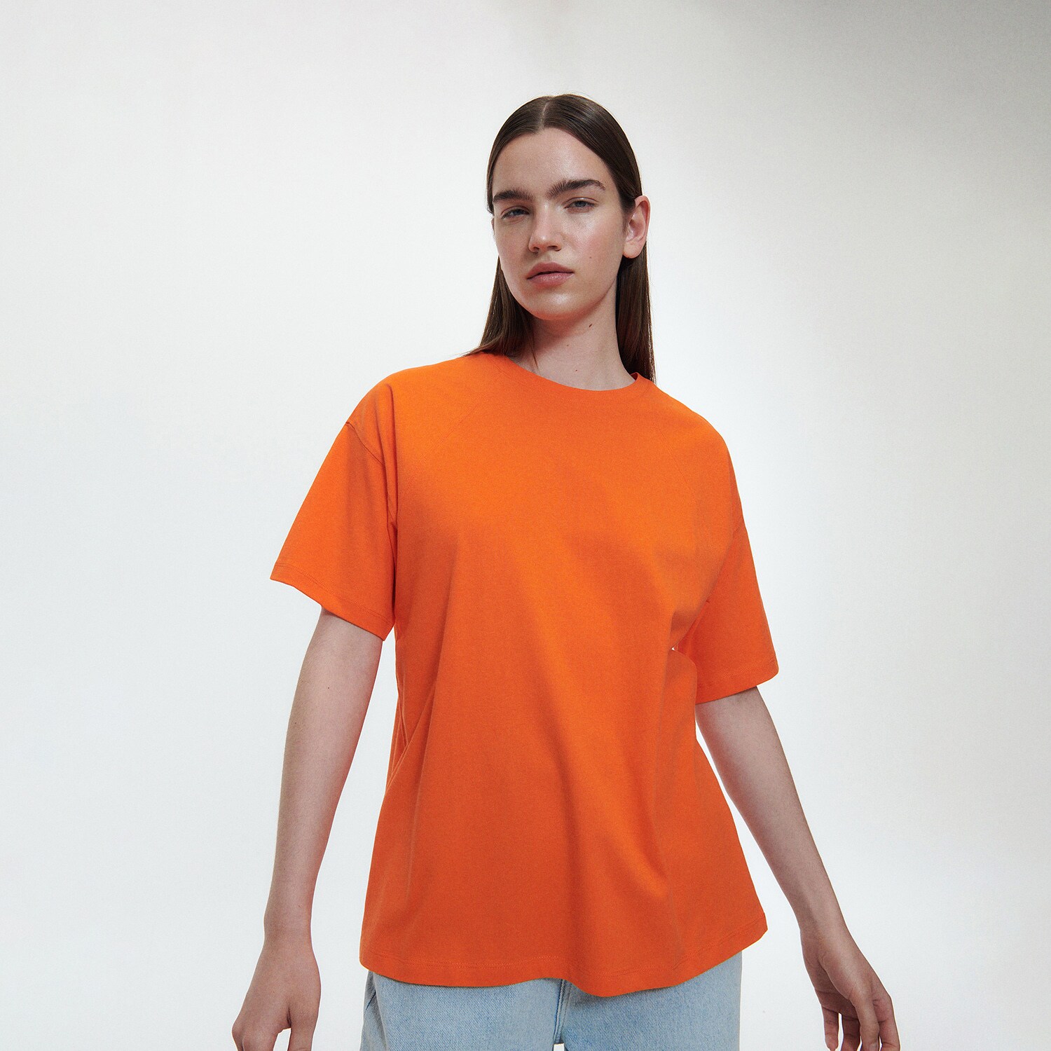 Reserved – Tricou oversized cu despicături – Oranj clothes imagine noua 2022