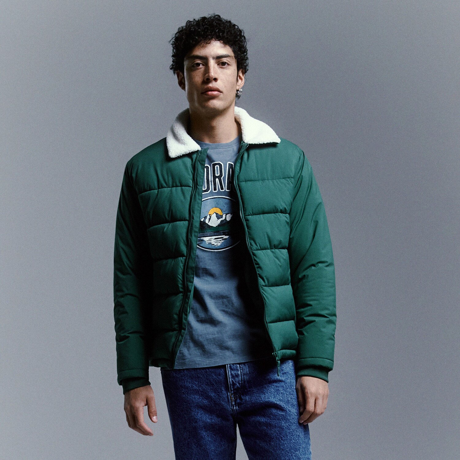 Reserved – Jachetă shacket matlasată – Verde clothes imagine noua 2022