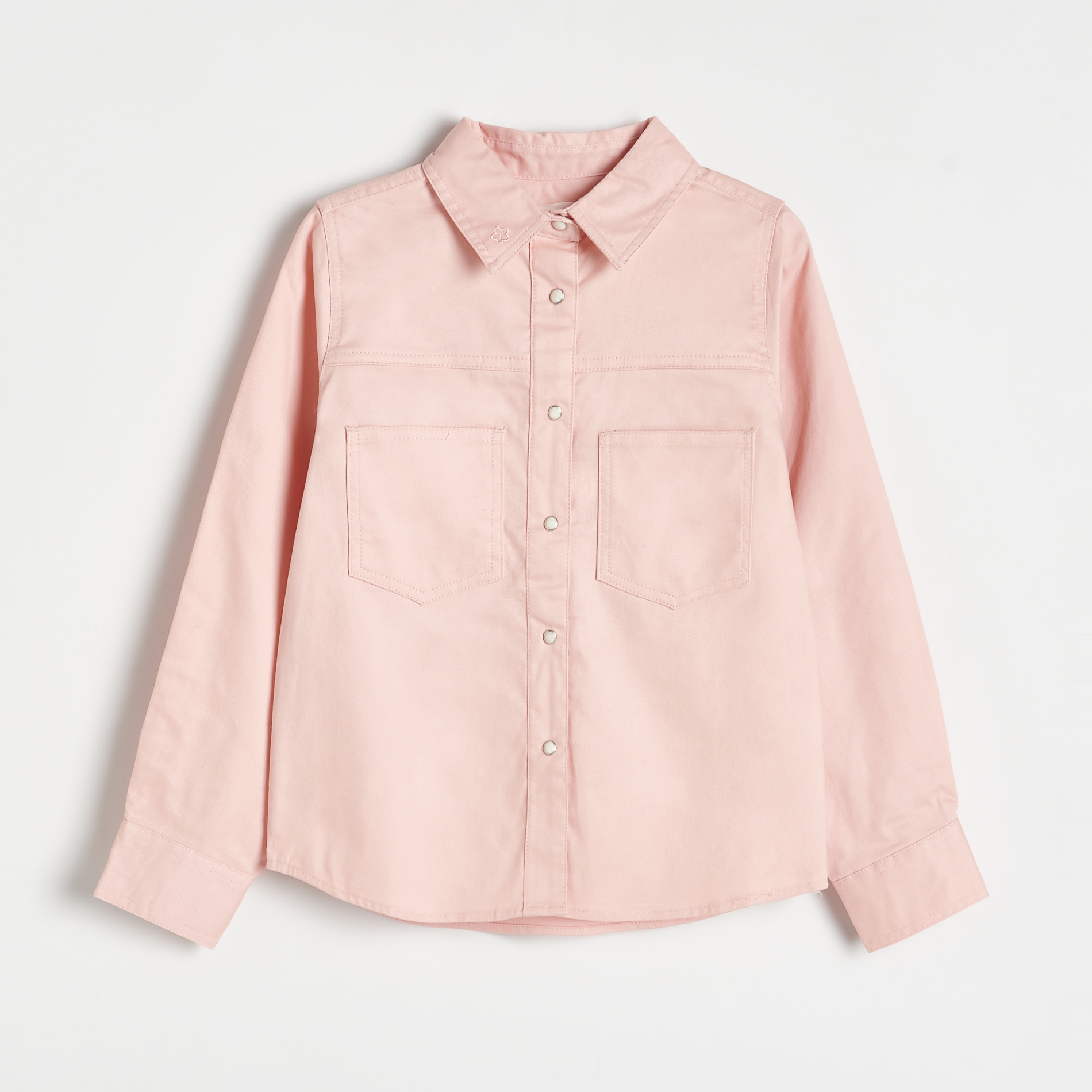 Levně Reserved - Bavlněná košile s výšivkou - Růžová