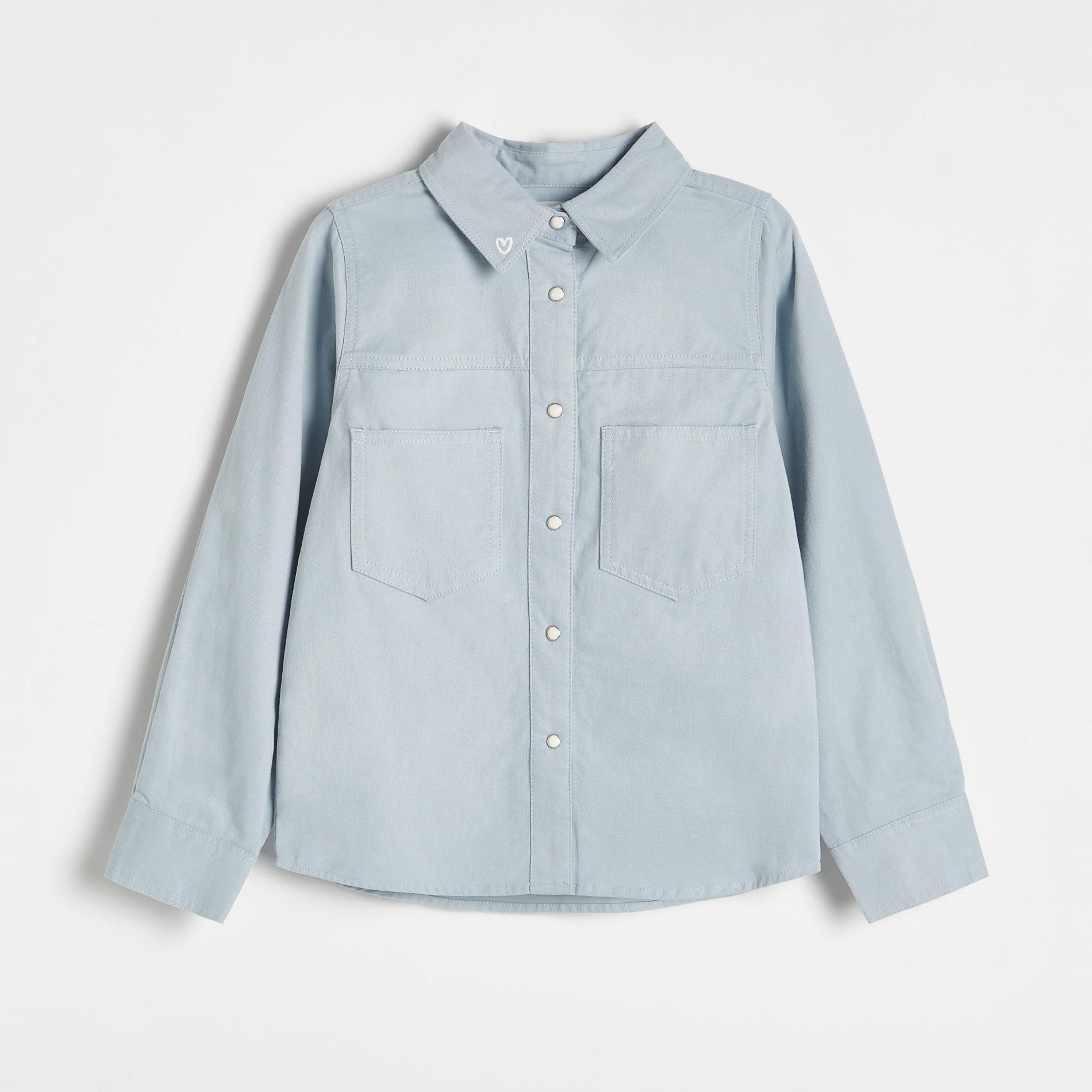 Levně Reserved - Bavlněná košile s výšivkou - Modrá
