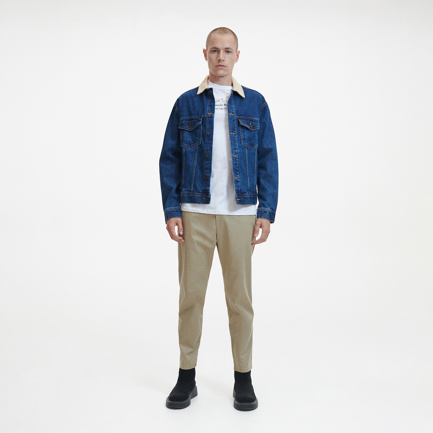 Reserved – Pantaloni chino cu conținut ridicat de bumbac – Bej Bej imagine noua gjx.ro