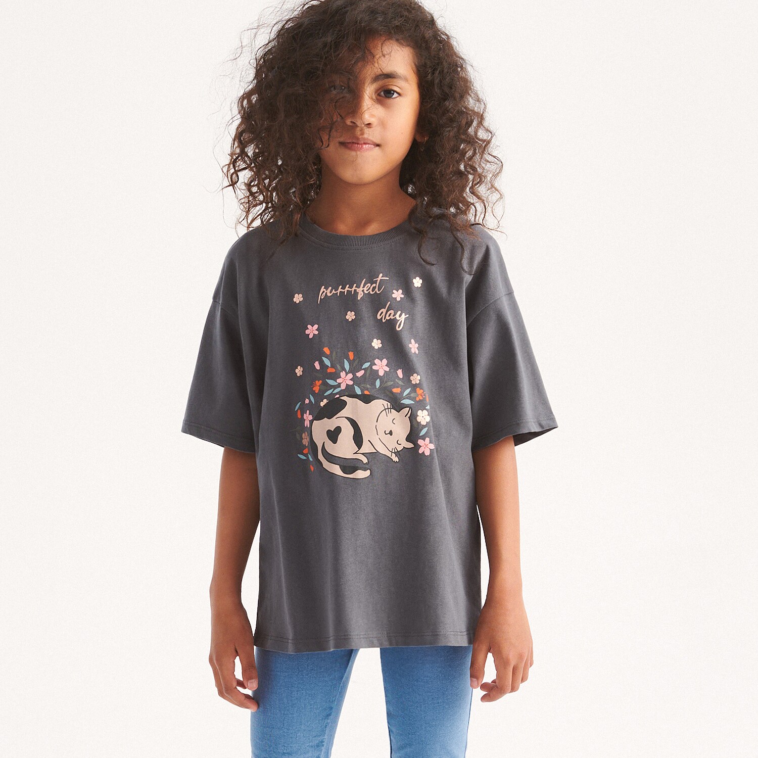Reserved – T-shirt cu imprimeu – Gri Girl imagine noua 2022