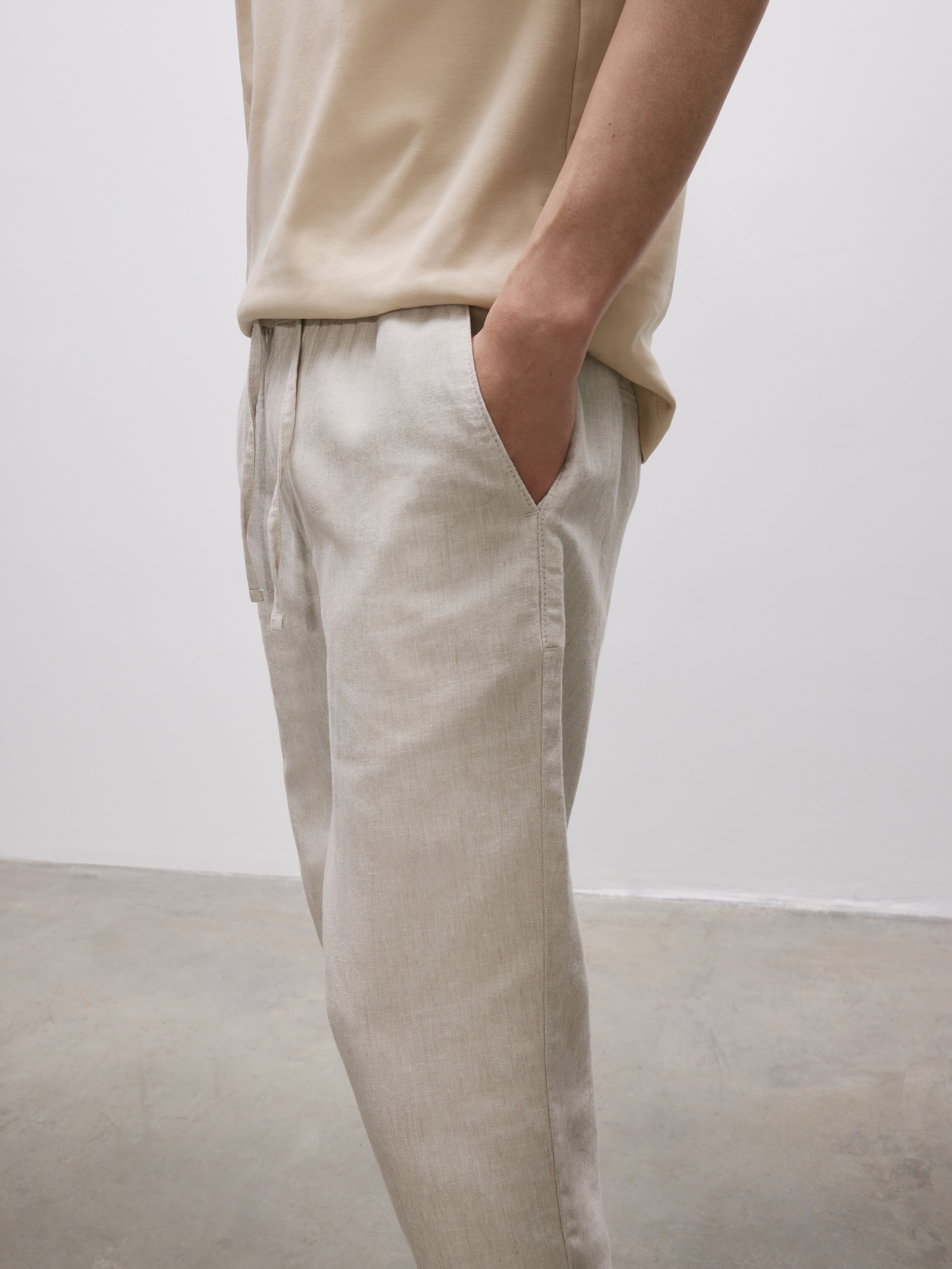 Reserved - Pantaloni loose con lino - beige