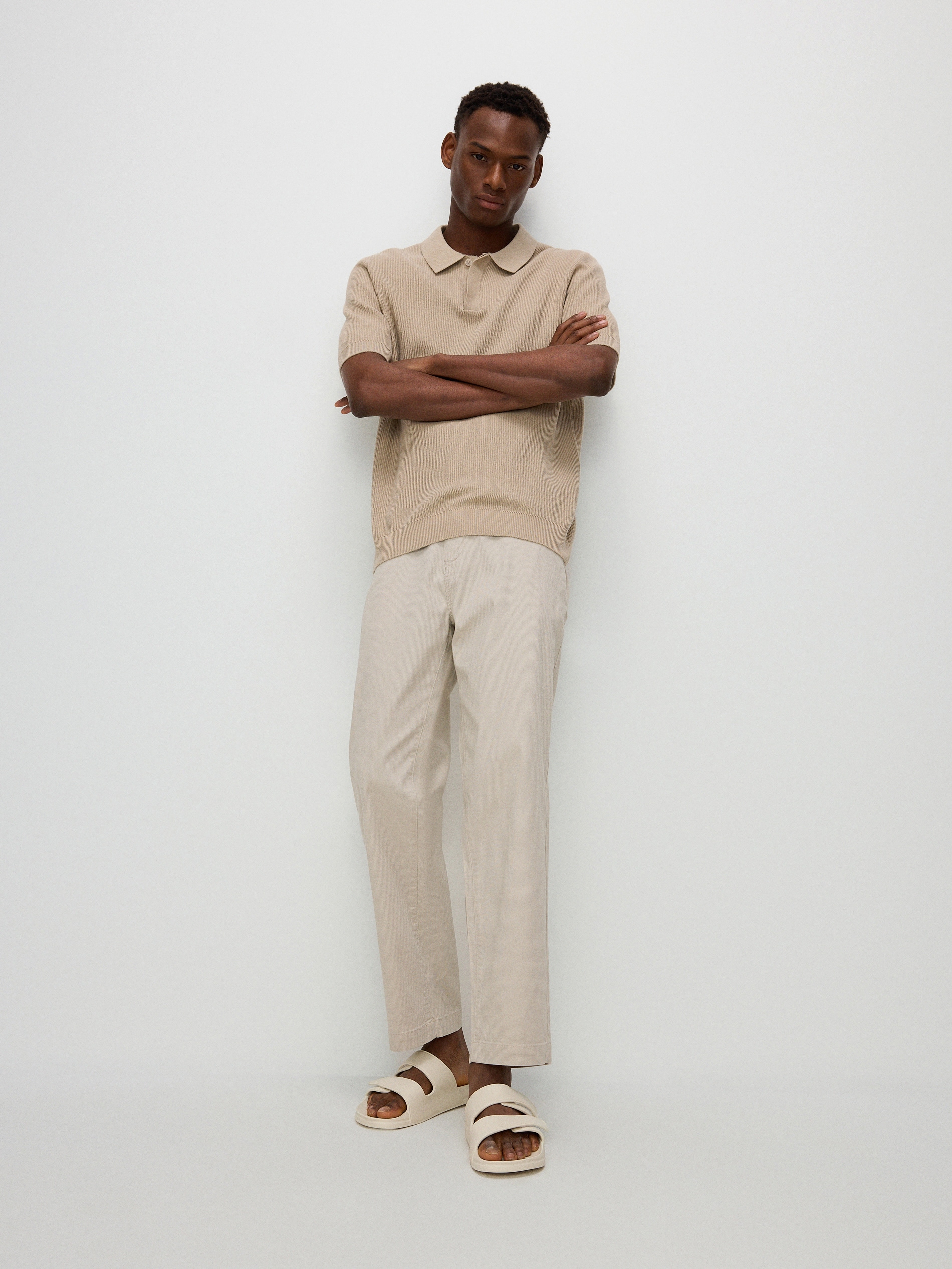 Reserved - Pantaloni slim in cotone - beige