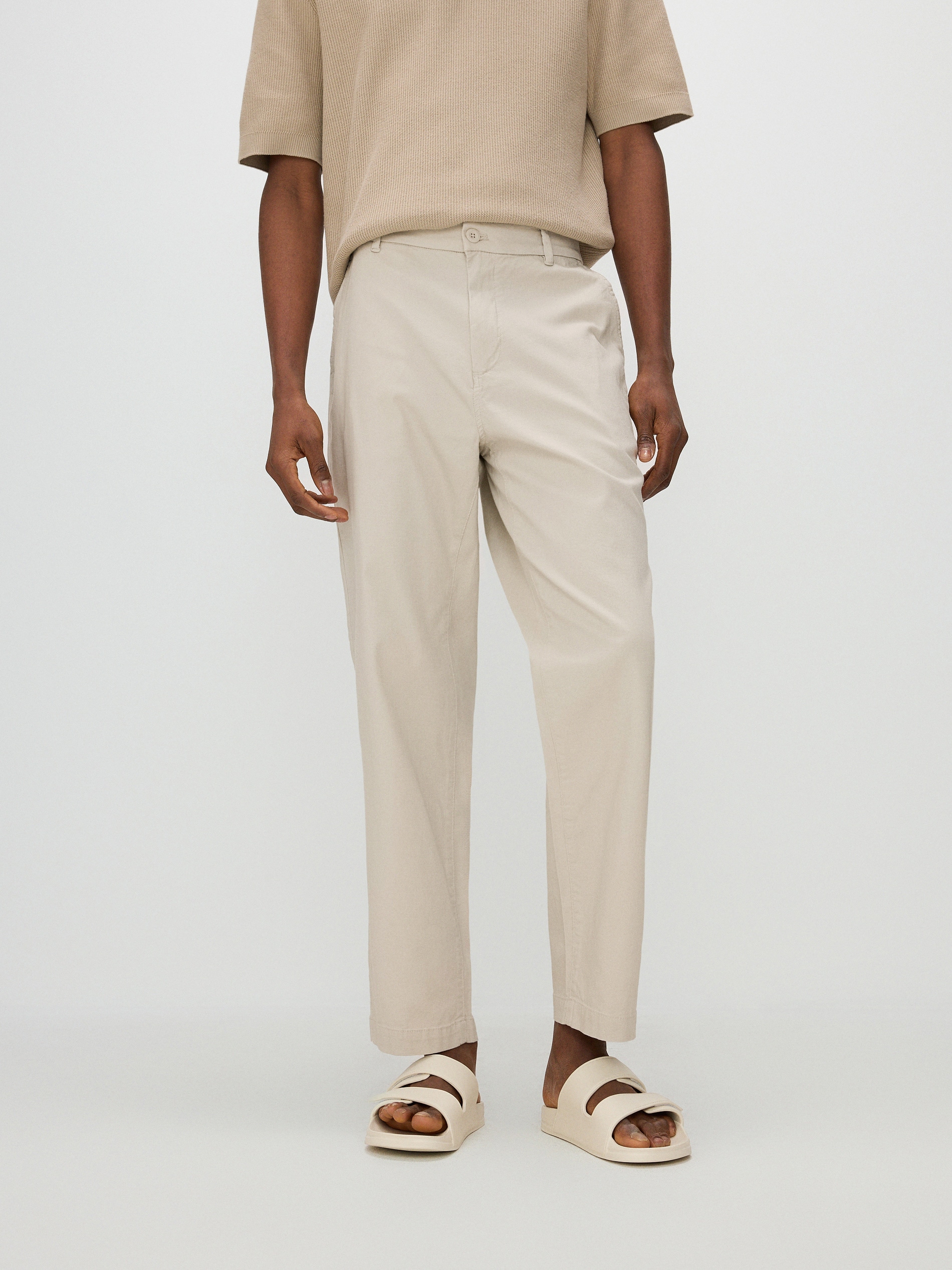 Reserved - Pantaloni slim in cotone - beige