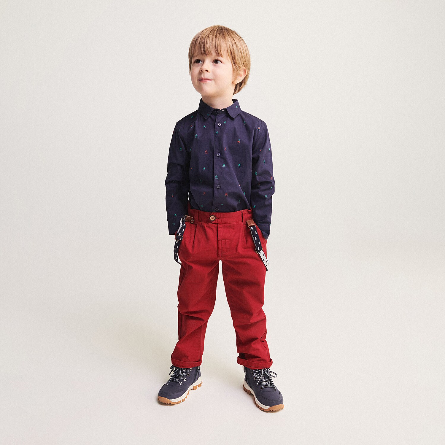 Reserved – Pantaloni din bumbac, cu bretele – Roșu baby imagine noua 2022